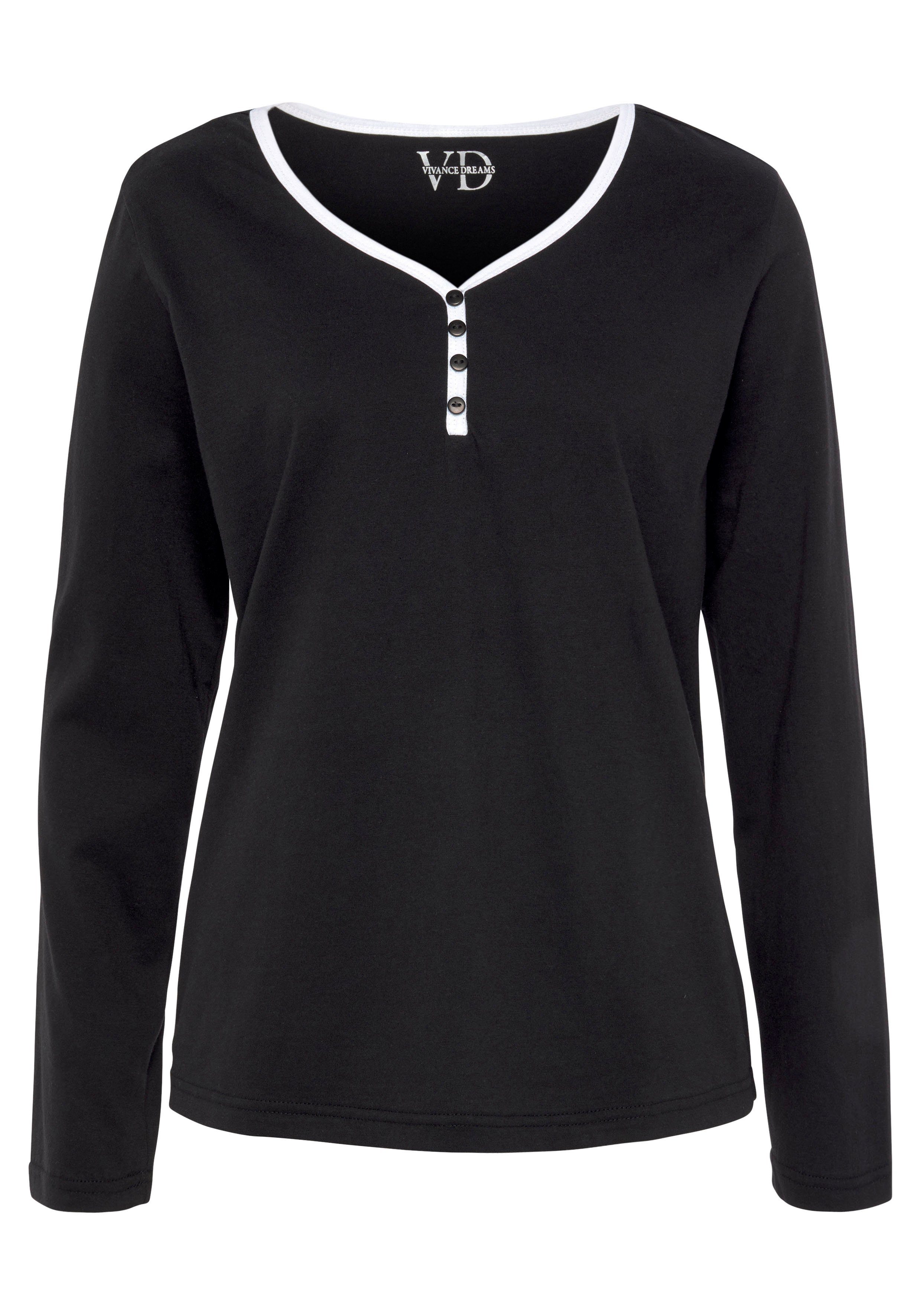 Vivance Dreams Pyjamaoberteil (1-teilig) mit Paspel und kurzer Zier-Knopfle günstig online kaufen