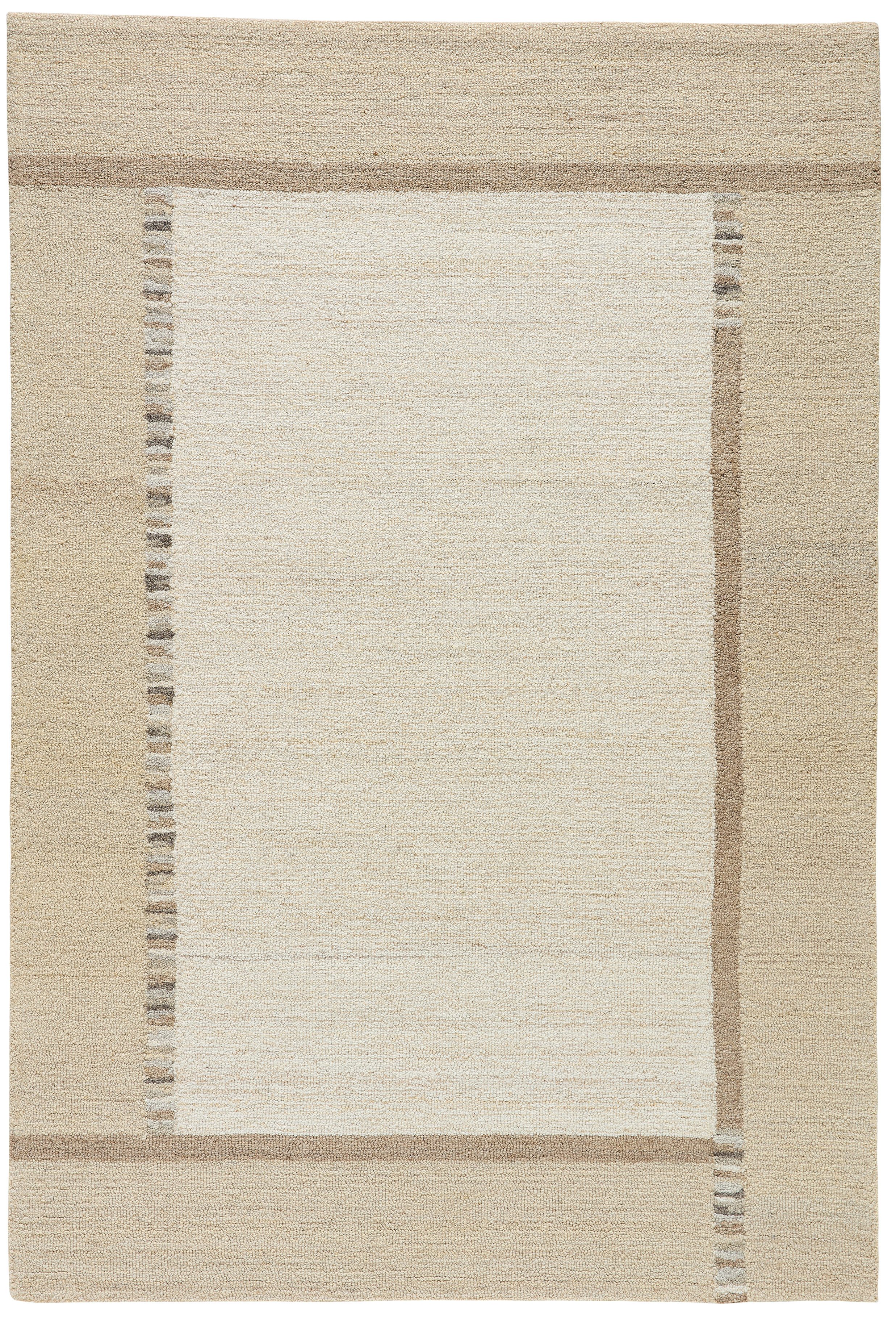 Natur Pur Teppich Natur Loop - handgetufteter moderner Wollteppich mit Bordüre, Rechteckig