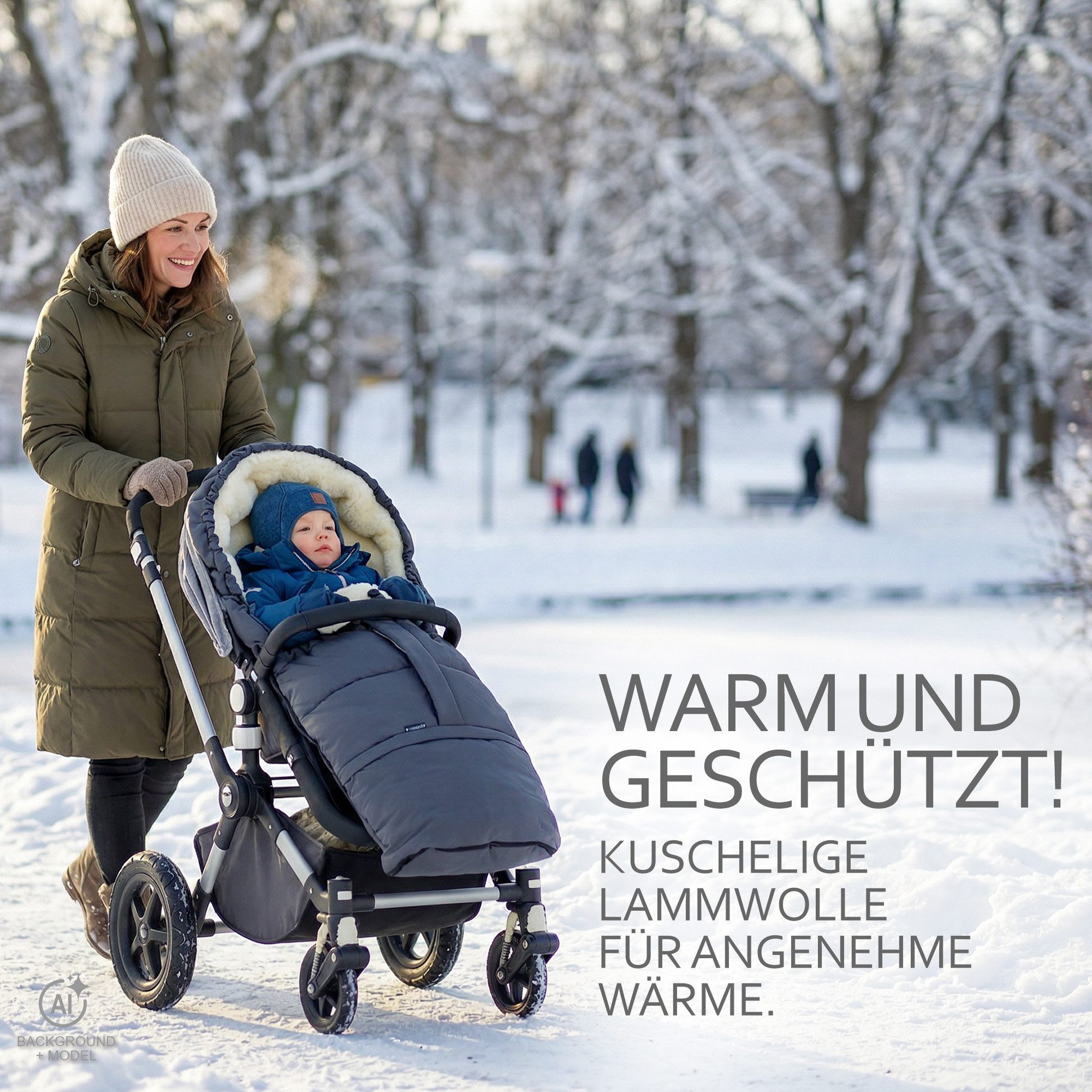 BambiniWelt by Rafael K. Fußsack Winterfußsack Fußsack für Kinderwagen Buggy mumienform Wolle UNI – Bild 3 von 5