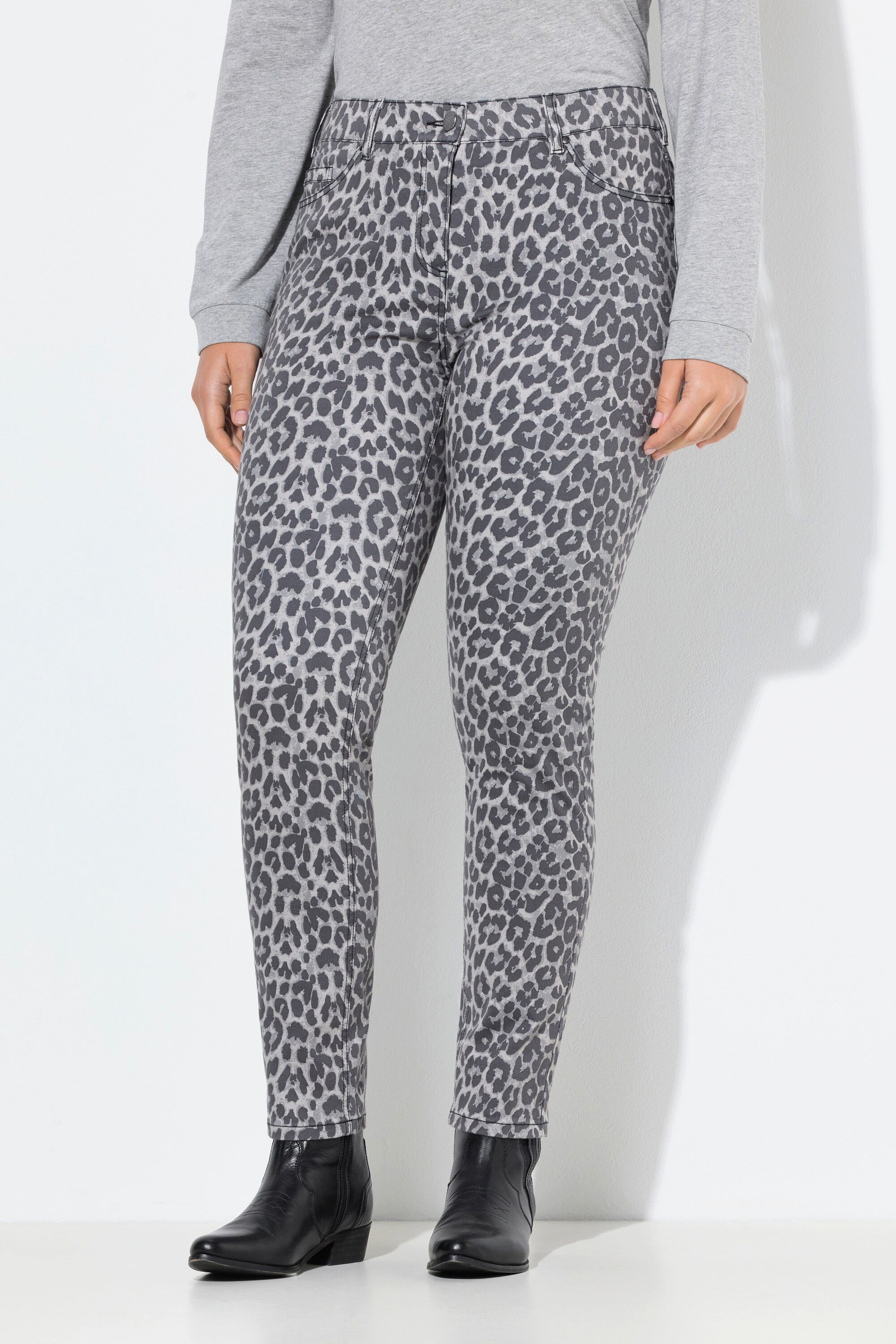 Ulla Popken Regular-fit-Jeans Jeans Sarah Leomuster schmales Bein Stretchtwill