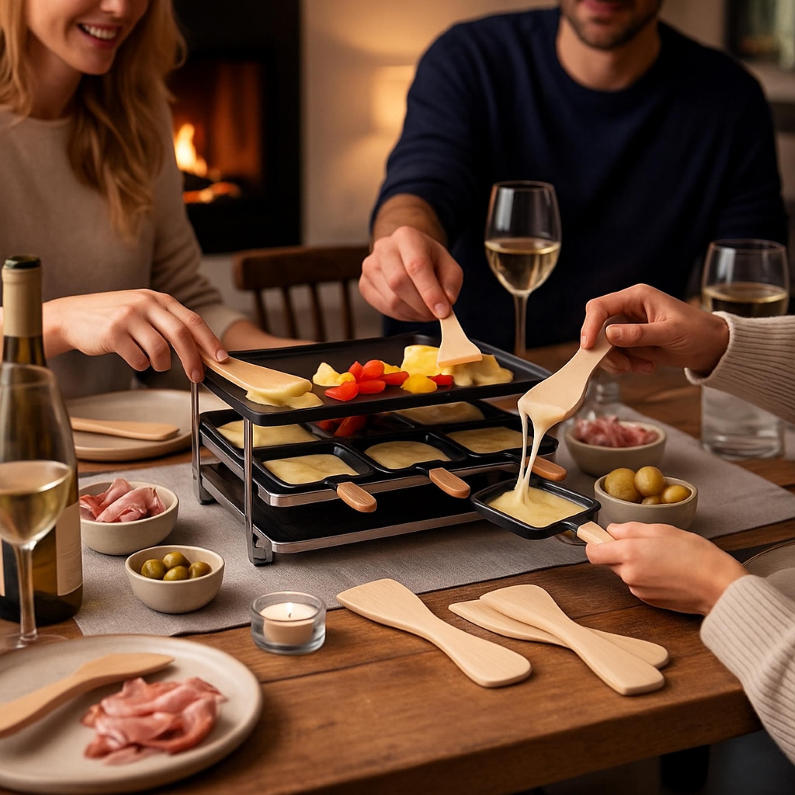 TK Gruppe Raclettepfännchen 10 Raclette-Schaber aus Holz zum Portionieren und Servieren, (Set, 10-tlg., 10er Set) – Bild 4 von 5