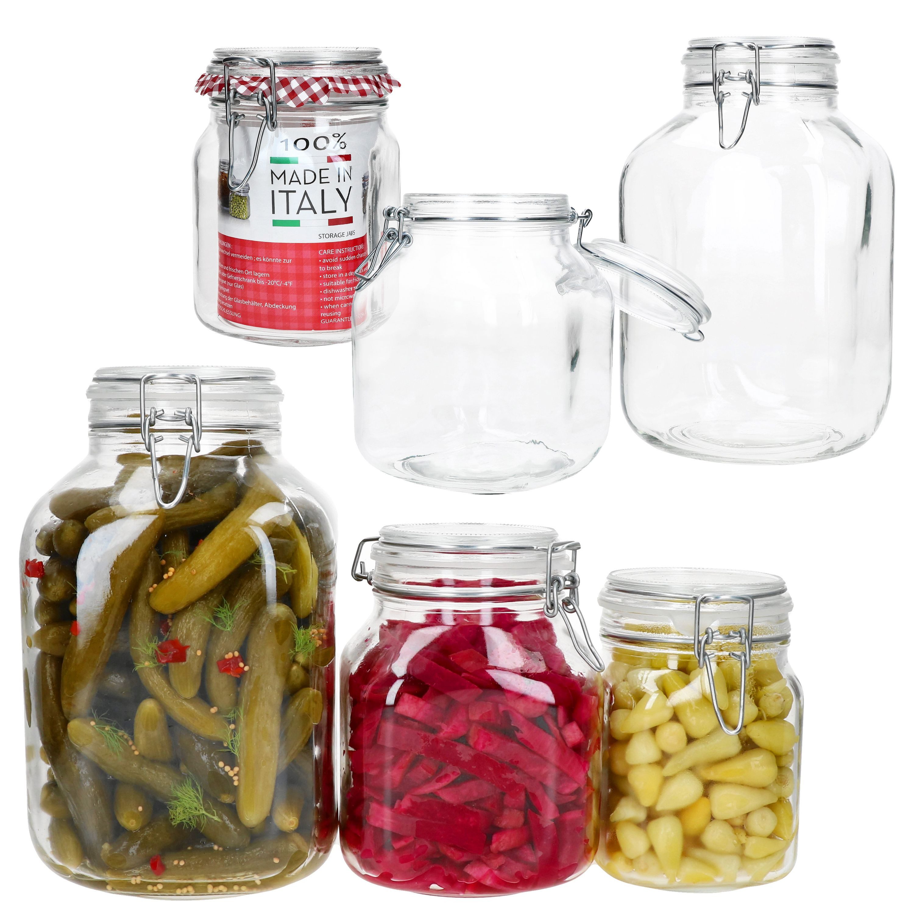 MamboCat Vorratsglas 6tlg Set PRIMA Vorratsglas 1L 2L 4,25L Bügelverschluss Einmachgläser, Glas
