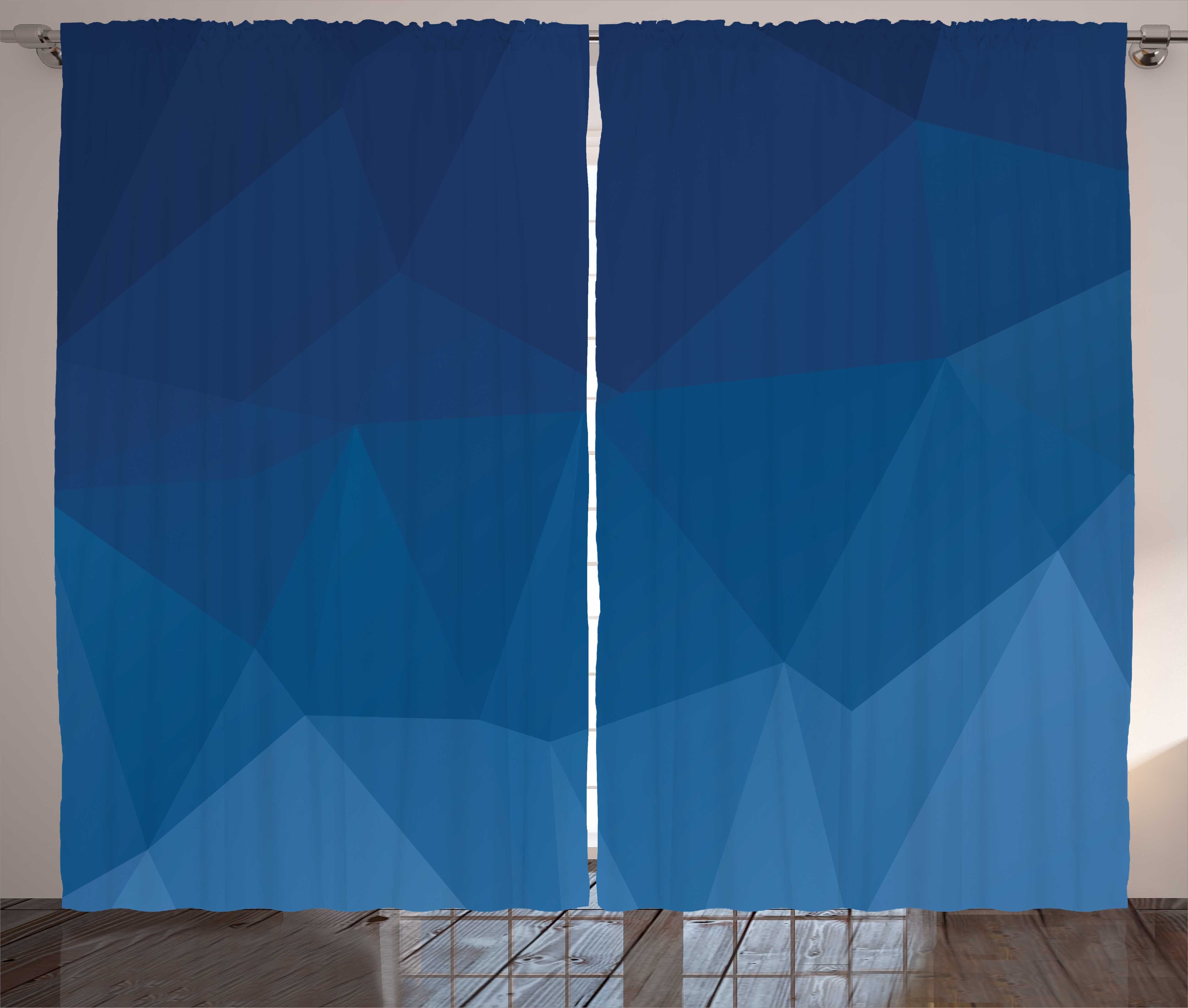 Gardine Schlafzimmer Kräuselband Vorhang mit Schlaufen und Haken, Abakuhaus, Blau Abstract Blue Ombre Origami
