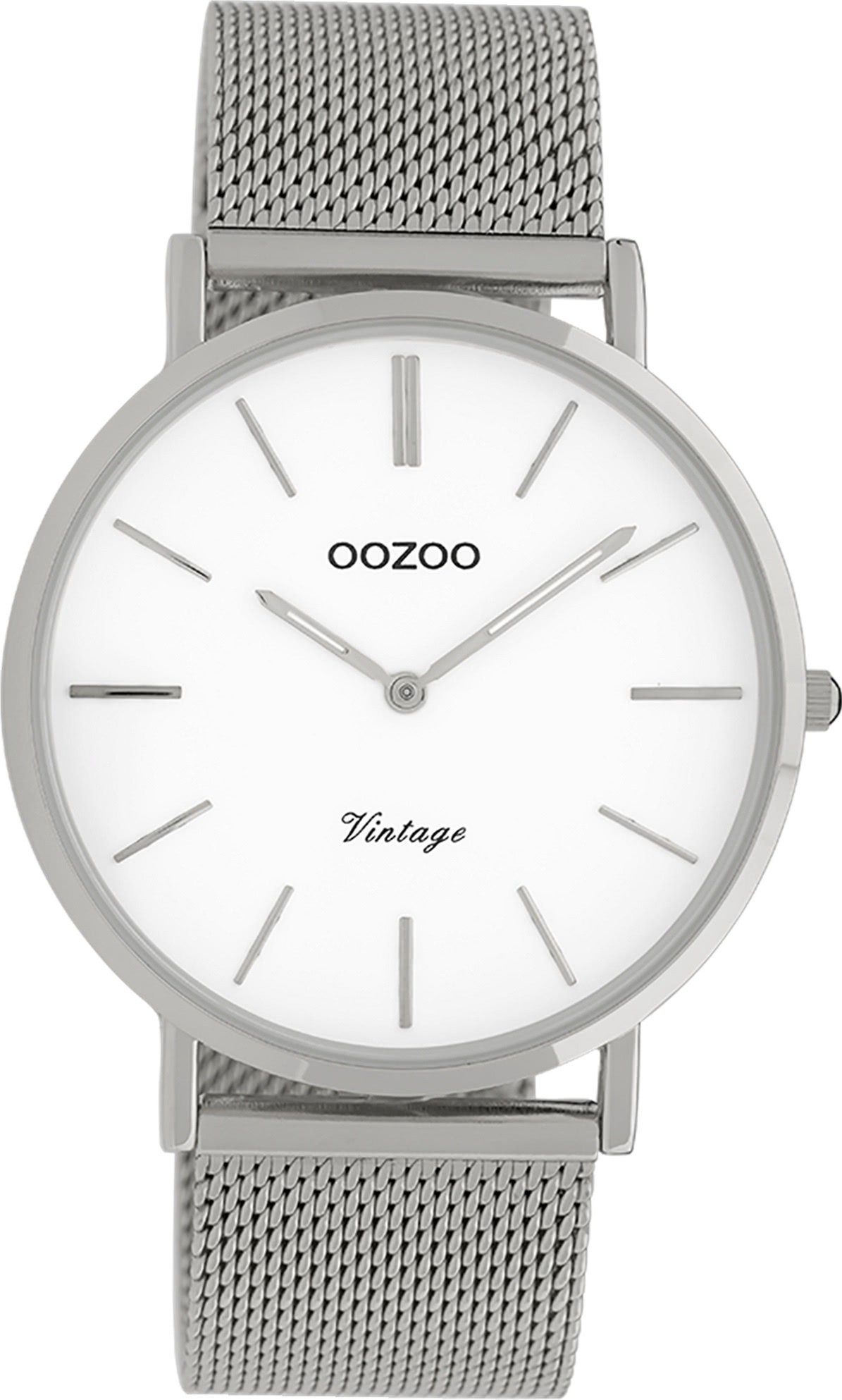 OOZOO Quarzuhr Oozoo Damen Armbanduhr silber Analog, (Analoguhr), Damenuhr rund, groß (ca. 40mm) Edelstahlarmband, Fashion-Style