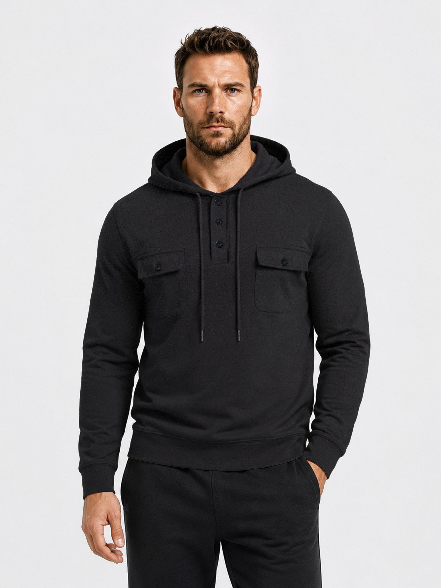 YOUTHUP Hoodie Herren Kapuzenpullover Kordelzug Casual Pullover mit Taschen
