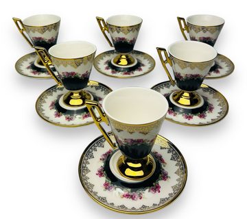 Bavary Kaffeeservice Luxus Espressotassenset für 6 Personen, 6 Personen, Espressotassenset für 6 Personen Tassen+Untertassen im Vintage Stil