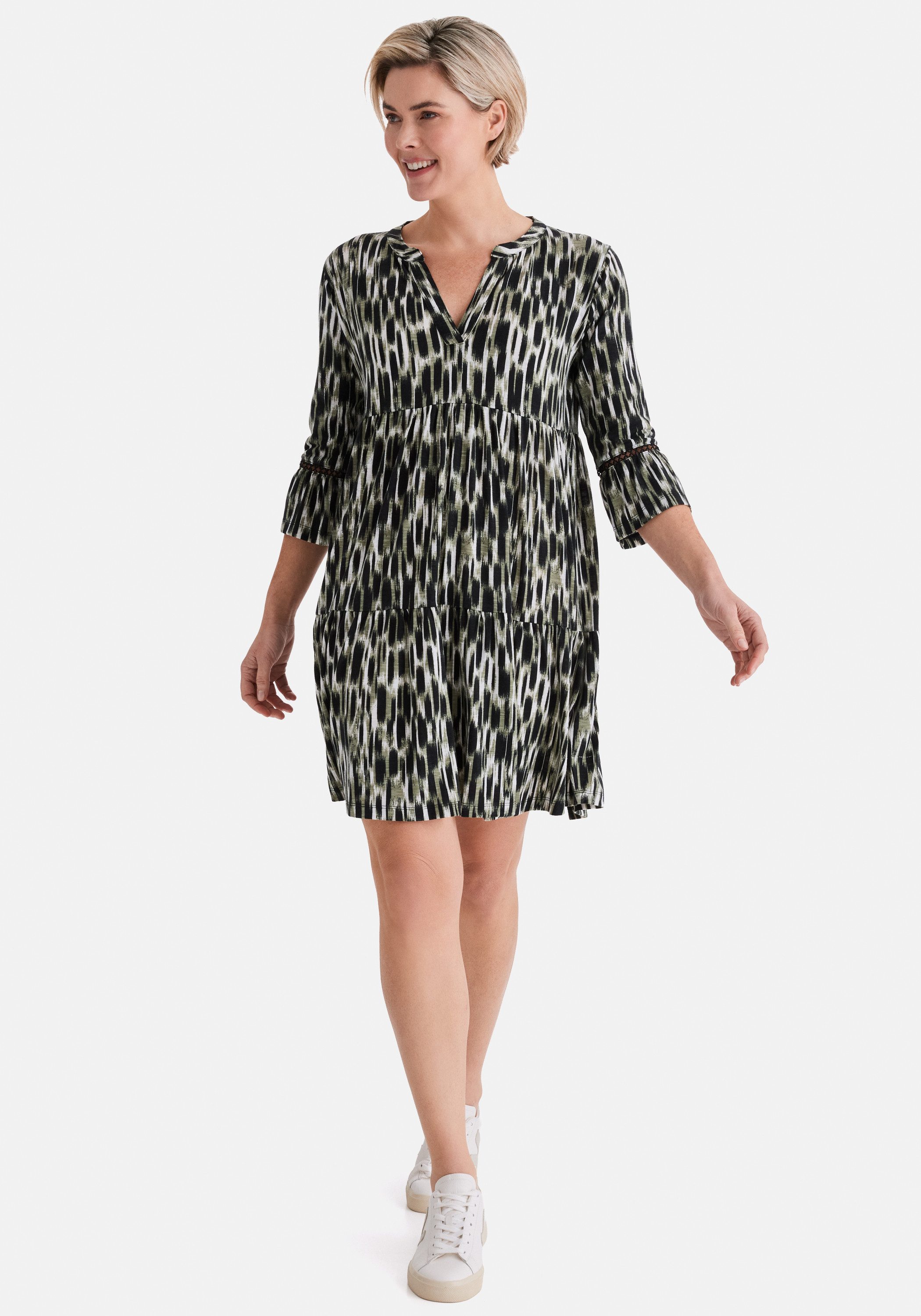 STOOKER WOMEN Midikleid TUNIKA Kleid V-Neck Tunika Kleid mit V-Ausschnitt Figurumspielend für Damen
