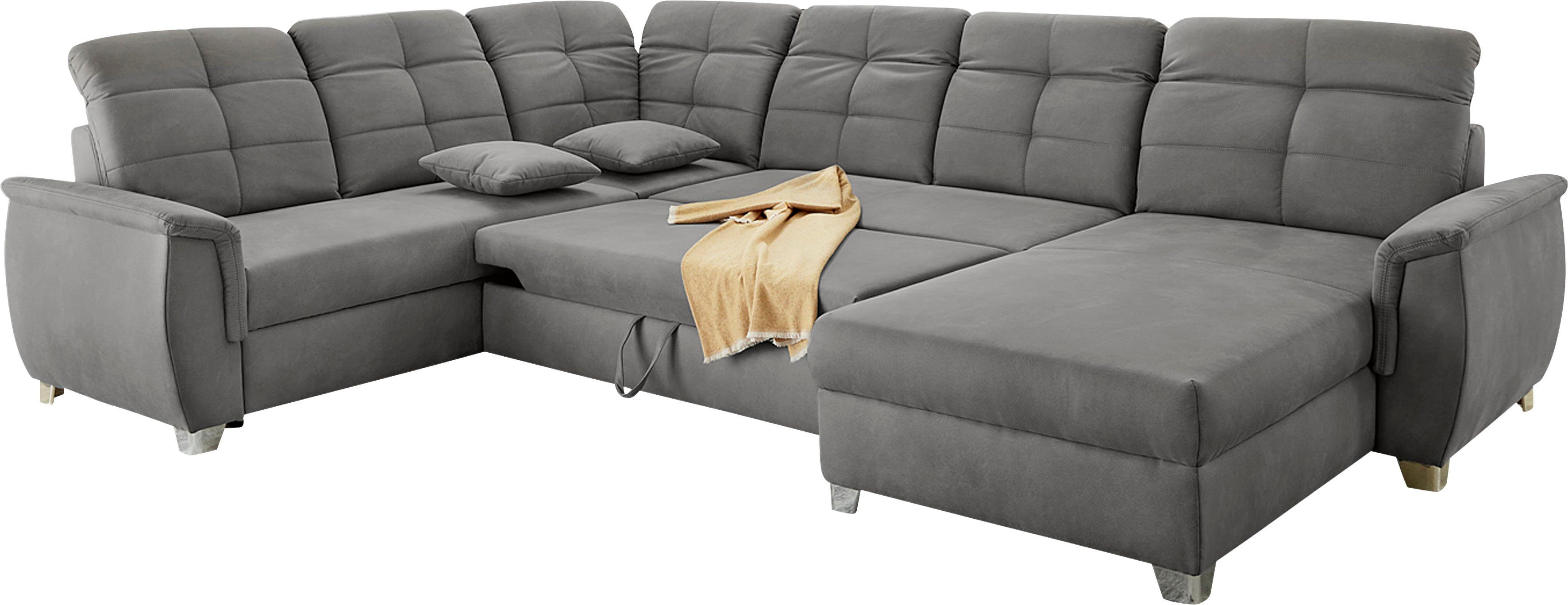 Jockenhöfer Gruppe grau verstellbaren Relaxfunktion Kopfteilen, Bett- mit und Wohnlandschaft Livorno, 7 grau | individuell