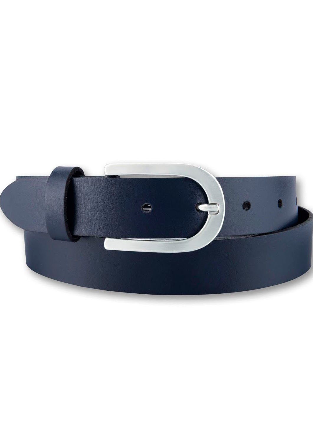 Silbergift Ledergürtel Schraffiert, Silber-Hufeisenschließe günstig online kaufen