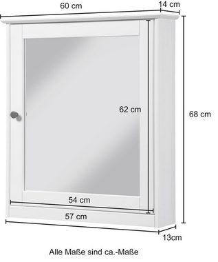 welltime Spiegelschrank Sylt/ Rügen/ Modern Breite 60,5 cm, aus massivem Kiefernholz