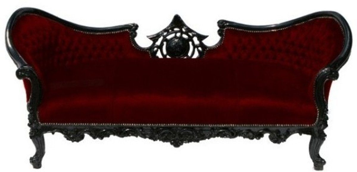 Bordeauxrot Couch / Sofa Vampire Lounge - Edition Limited Casa Sofa Padrino Schwarz- Barock