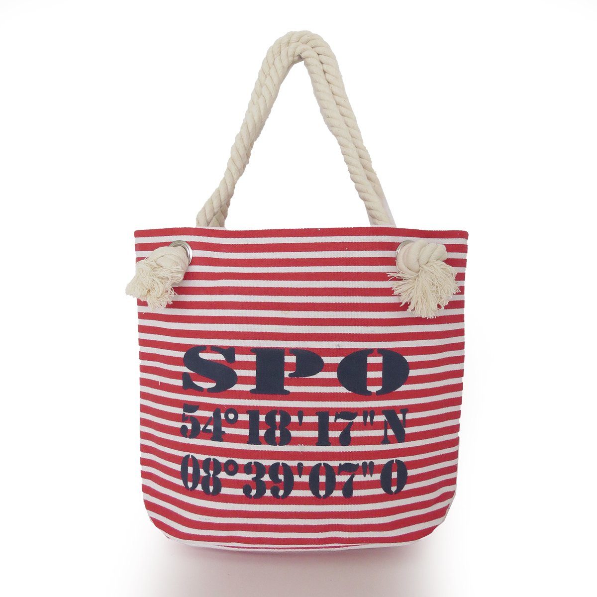 Sonia Originelli Umhängetasche XS Shopper "St. Peter Ording" Shopper Tasche Koordinaten, kleine Innentasche mit Reißverschluss rot-marine