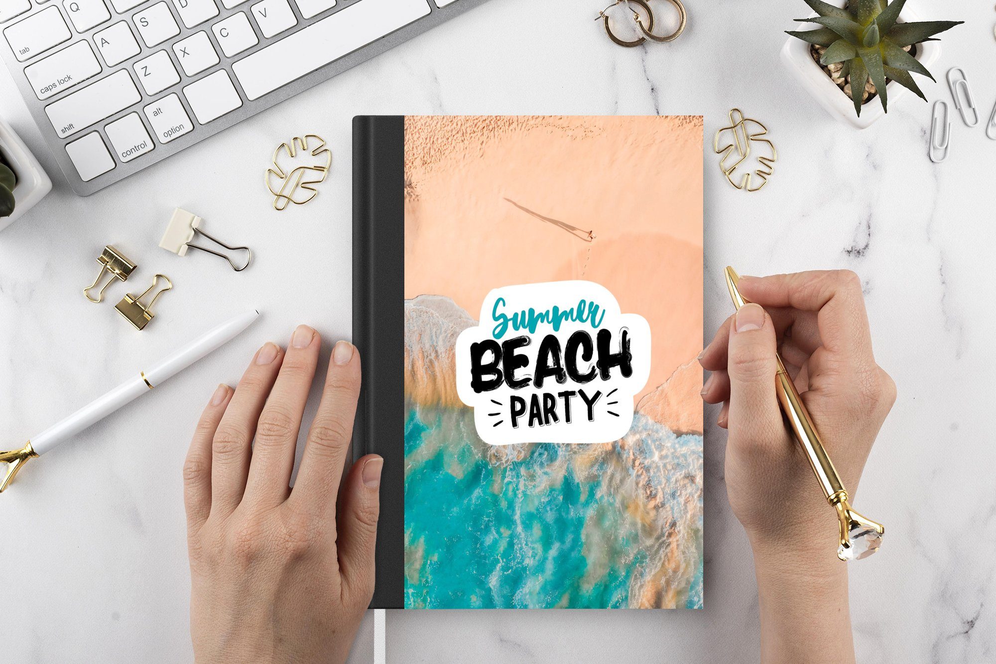 MuchoWow Notizbuch Strand - Party - Zitate - Sommer, Notebook, Notizblock a5, Tagebuch, Journal Liniert