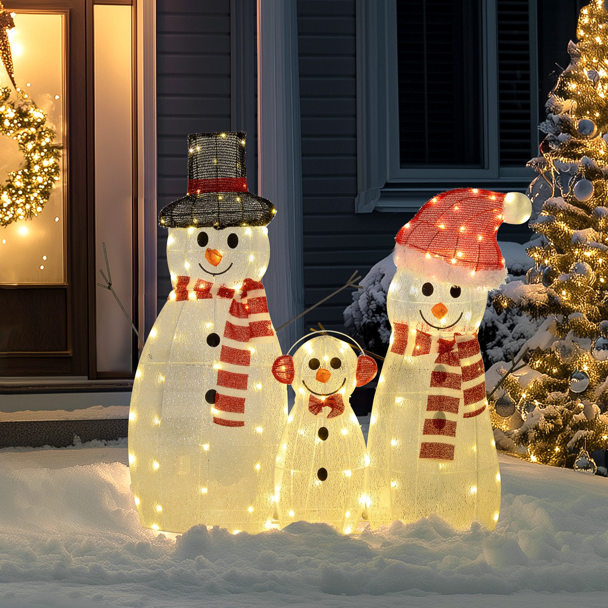 Outsunny Weihnachtsfigur 148er LED Schneemann, in warmweiß, rostfrei Stahlr günstig online kaufen