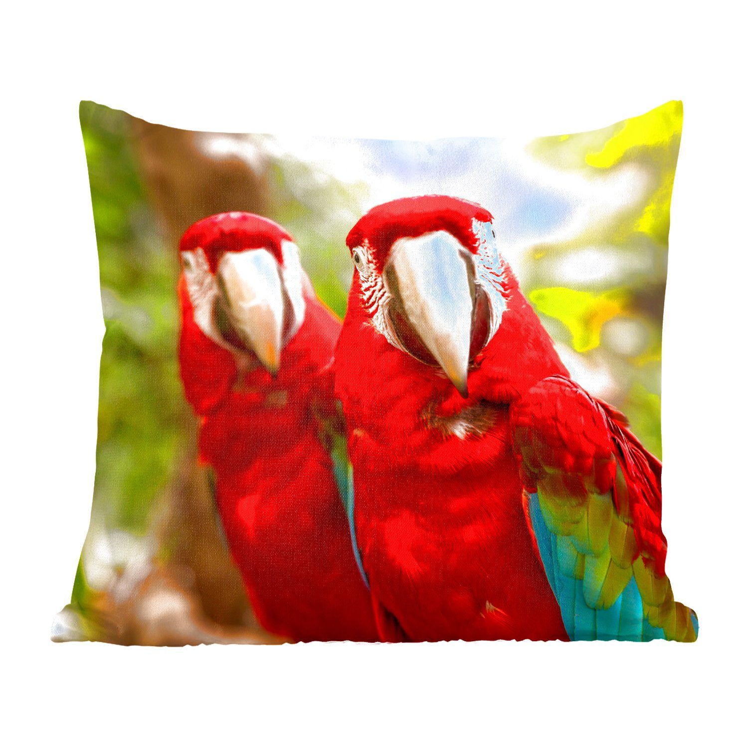 MuchoWow Dekokissen Wohzimmer, Dschungel, mit Zierkissen Sofakissen Papageien Schlafzimmer, - Vögel für Füllung - Deko