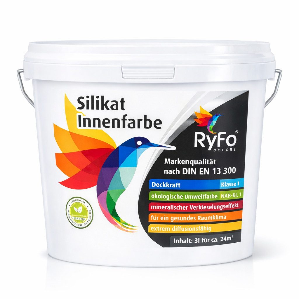 RyFo Colors Wand- und Deckenfarbe RyFo Colors Silikat Innenfarbe, 1 L ca. 8 m², Mineralische Silikatfarbe, matt, atmungsaktiv, für Innenräume