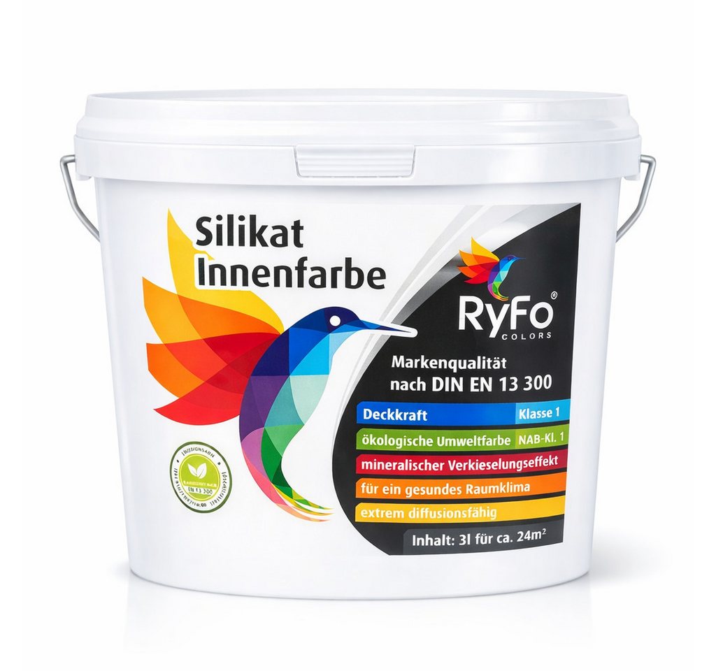 RyFo Colors Wand- und Deckenfarbe RyFo Colors Silikat Innenfarbe, 1 L ca. 8 m², Mineralische Silikatfarbe, matt, atmungsaktiv, für Innenräume