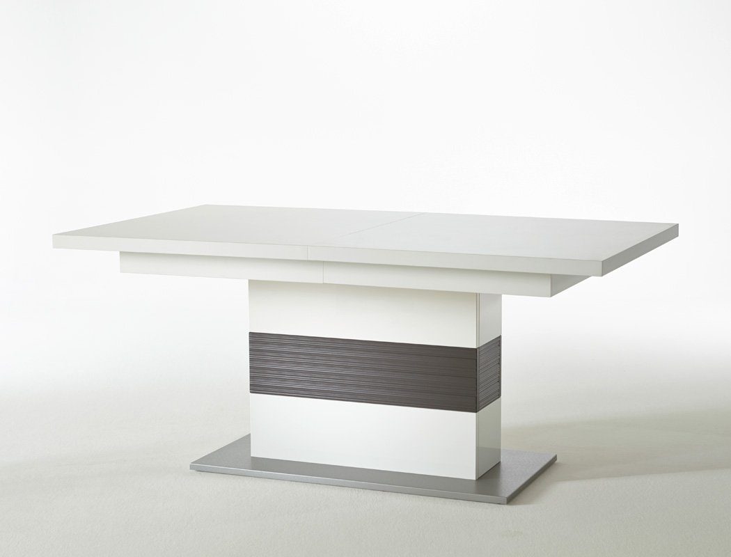 expendio Wohnzimmer-Set Travis Kunstleder montiert 140, 8-St), (Spar-Set, Hochglanz LED schwarz Stuhl Softclose weiß 4x + 