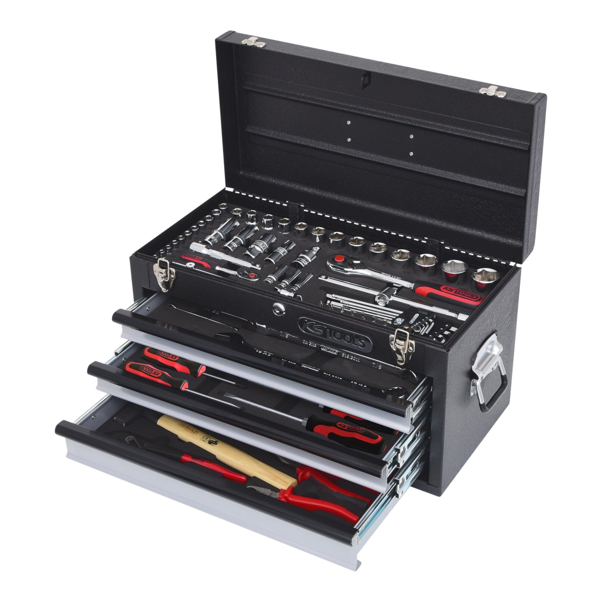 KS Tools Bit- und Steckschlüsselset KS Tools 1/4"+1/2" CHROMEplus Universal-Werkzeug-Satz, 99-teilig Zollm