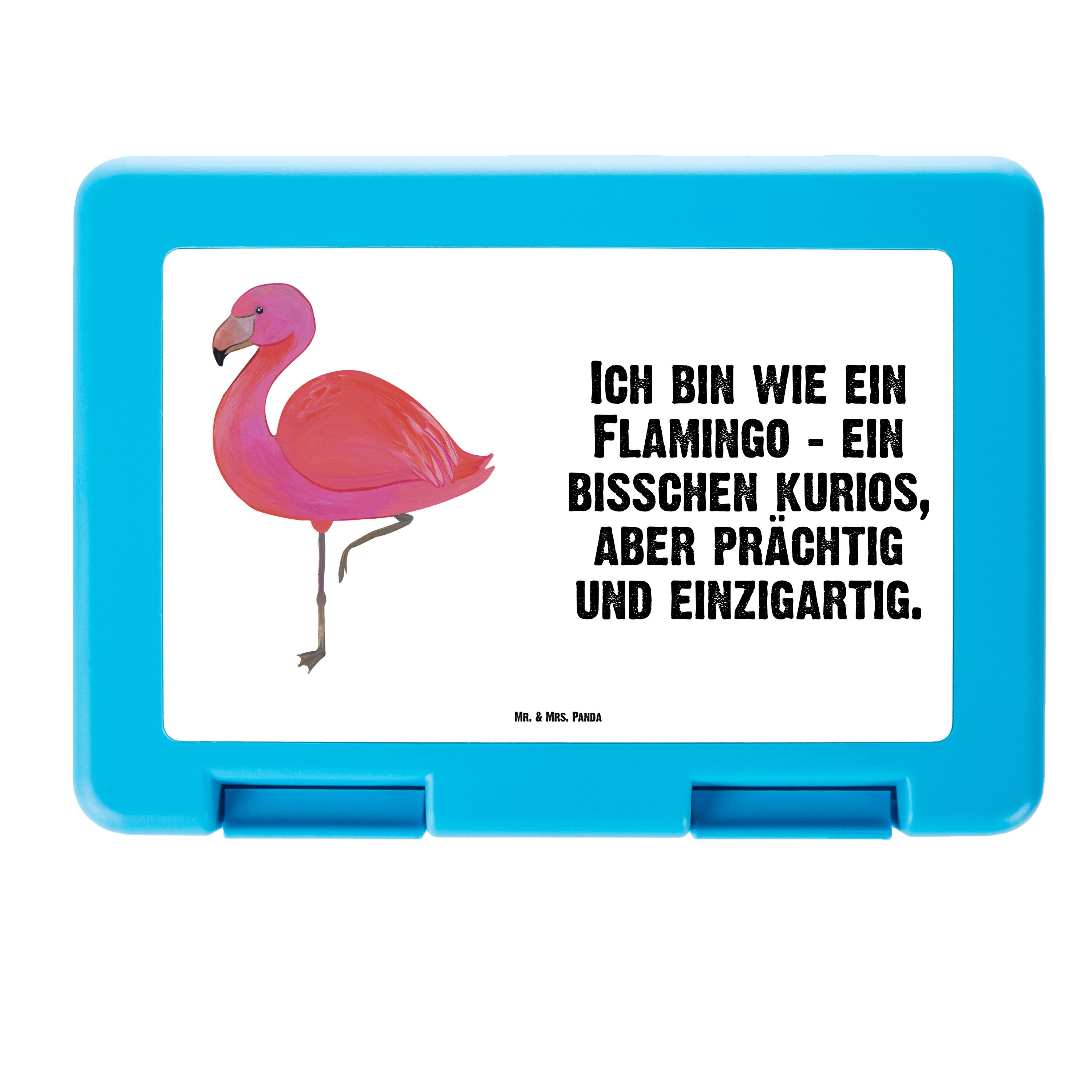 Mr. & Mrs. Panda Butterdose Flamingo classic - Weiß - Geschenk, für mich, Brotzeitbox, Brotbox, s, Premium Kunststoff, (1-tlg)