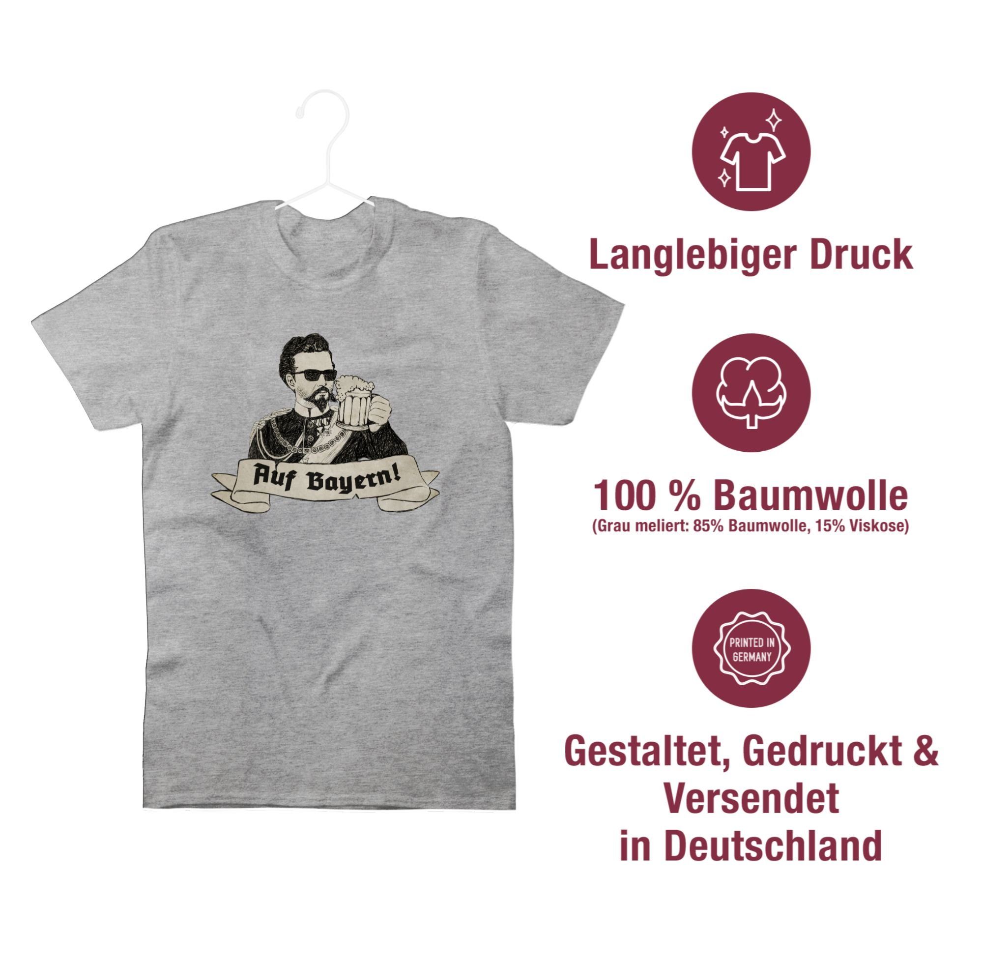 Bayern - Auf Ludwig für 03 Oktoberfest T-Shirt Bayern meliert Grau Prost Herren Shirtracer Mode König