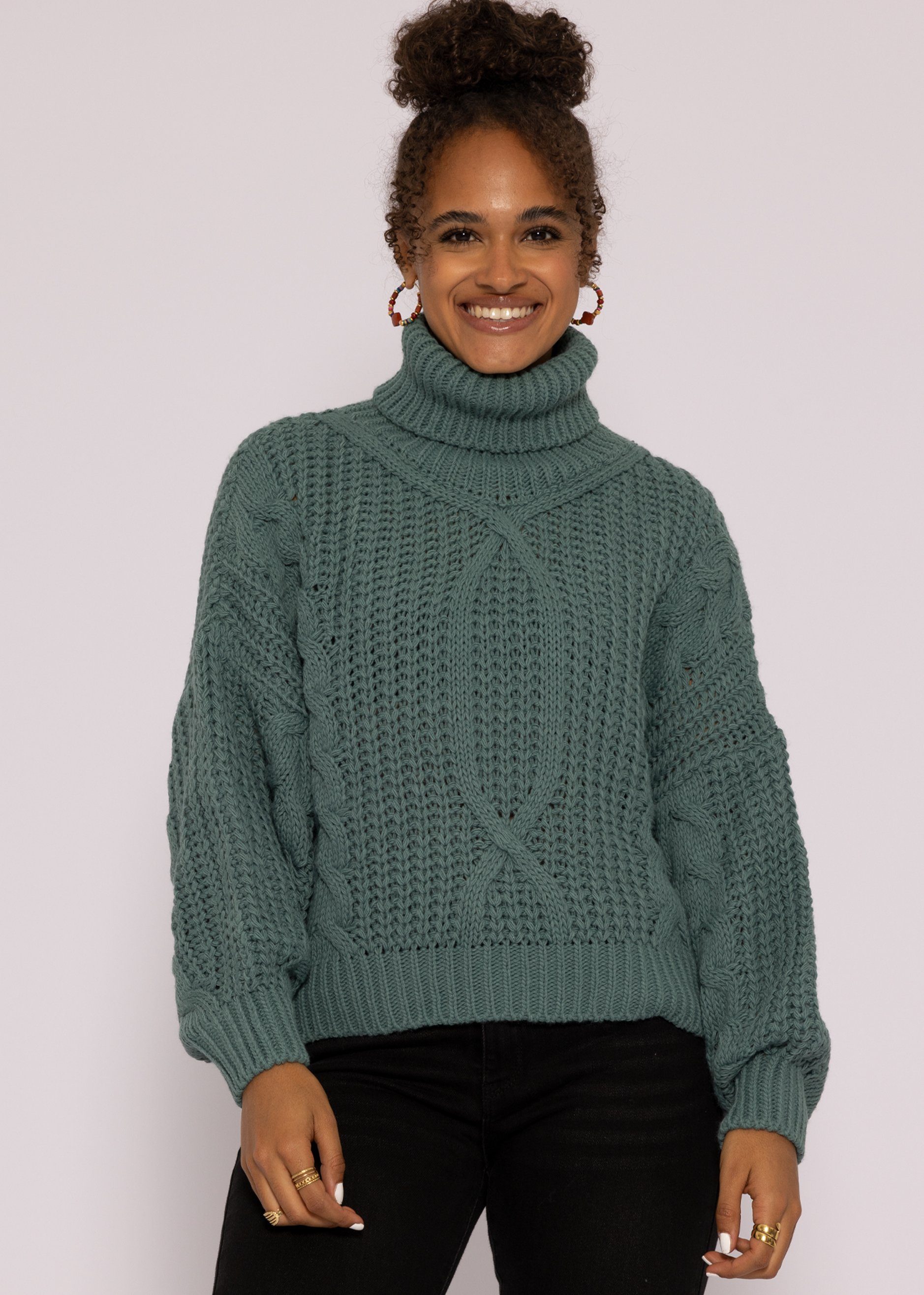 Damen Wollrollkragenpullover Oversize Pullover Woll