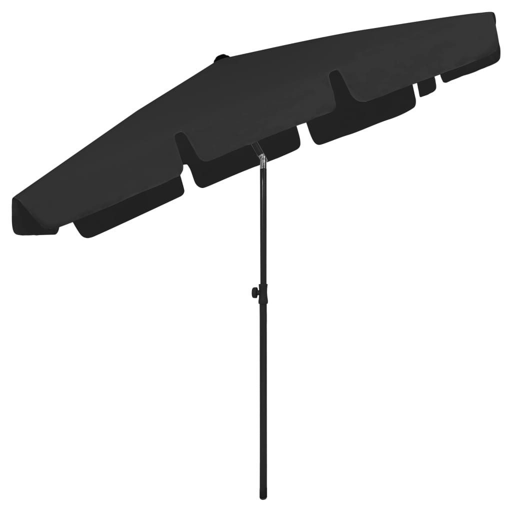 vidaXL Sonnenschirm Strandschirm Schwarz 200x125 cm