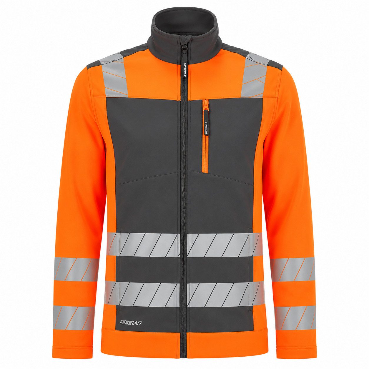 Engelbert Strauss Arbeitsjacke Warnschutz-Softshelljacke e.s. motion 24/7 Hi-Vis anthrazit/warnorange dryplexx-Softshell Wasserabweisend Windabweisend Atmungsaktiv