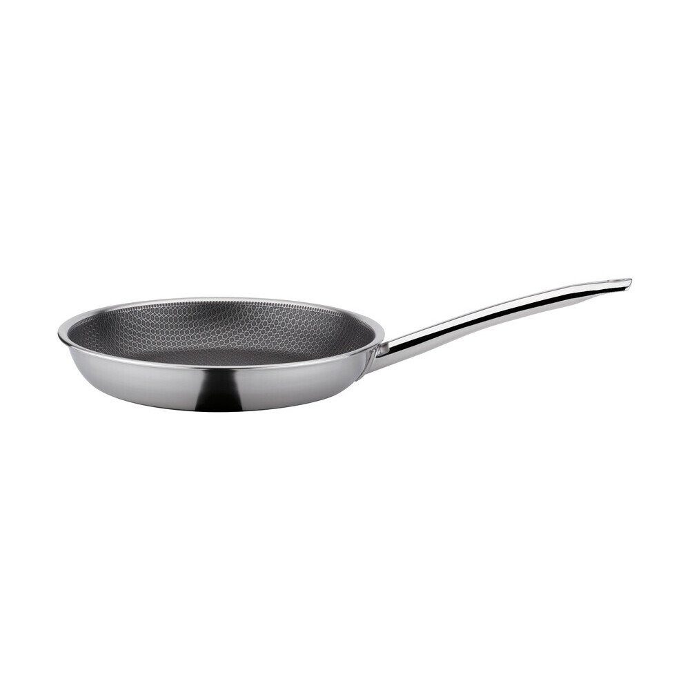 Spring Bratpfanne Bratpfanne 20 cm Vulcano Cut Resist Pure, (Besteckset, 1-tlg., 6x Löffel, Gabel, Messer, Kaffeelöffel, Kuchengabel), Edelstahl mit Aluminiumkern (5-lagig), nicht spülmaschinengeeignet