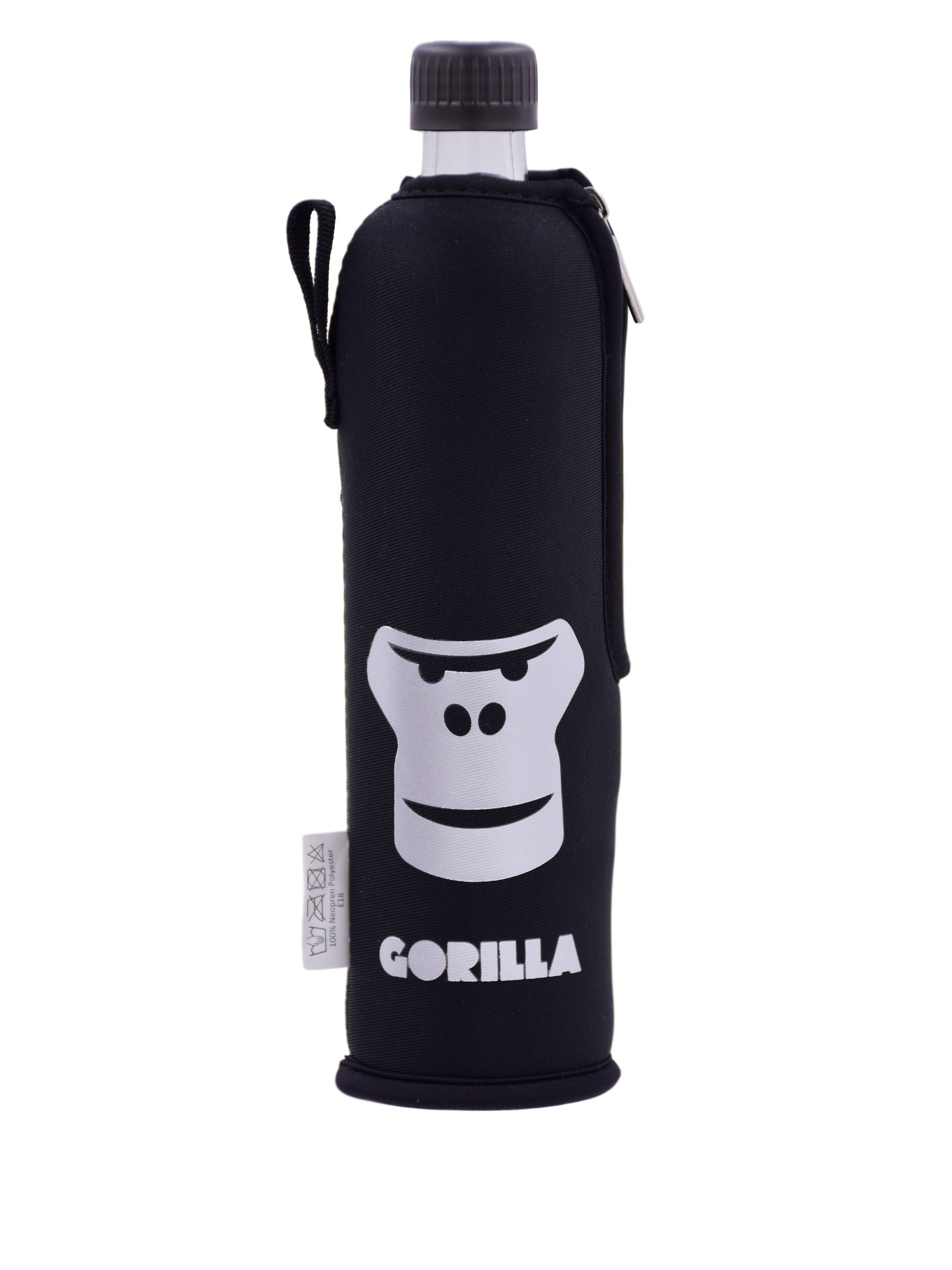Dora's Trinkflasche Glasflasche mit Neoprenbezug Gorilla 500 ml, 500 ml