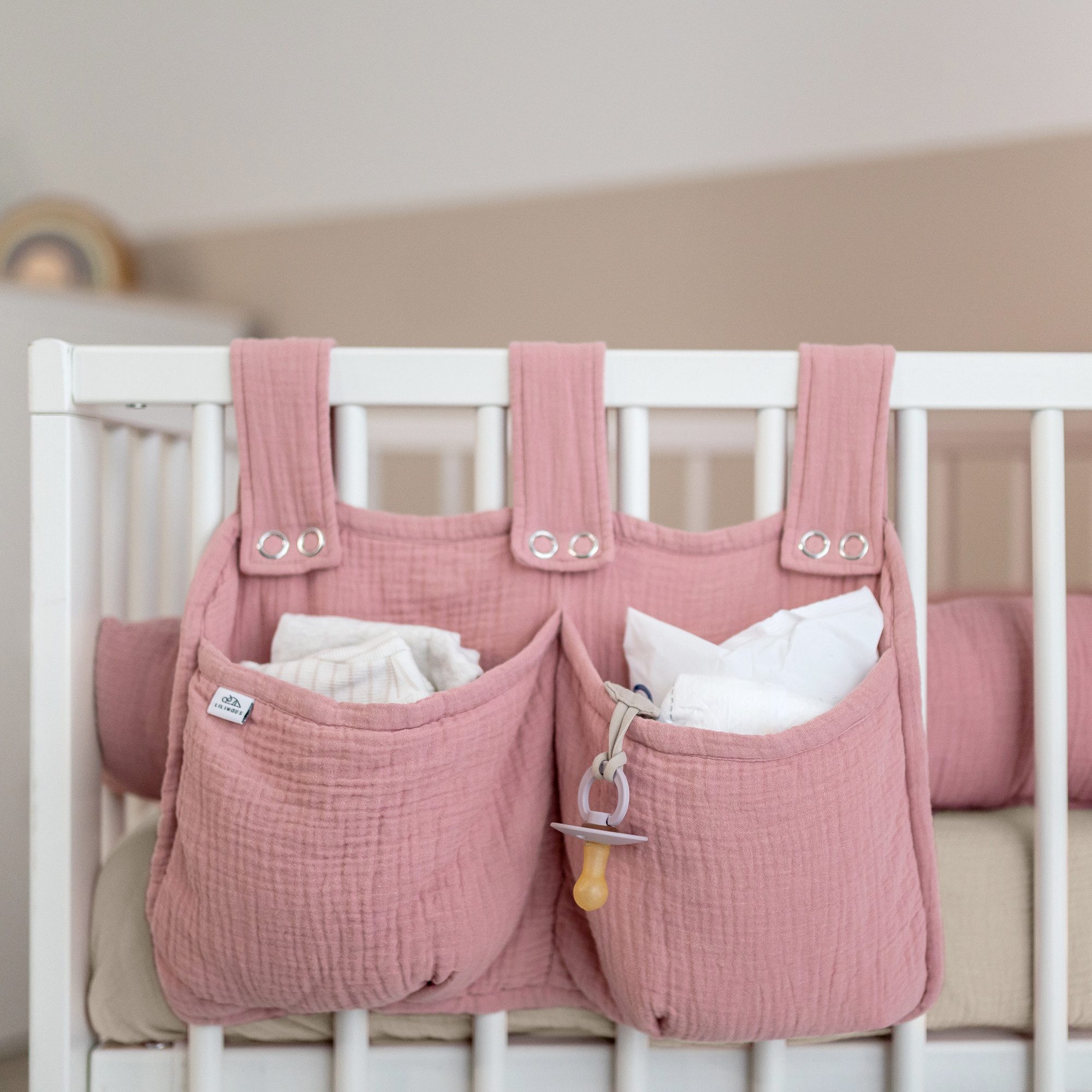 lilimaus Betttasche Bett-Organizer für Kinderbett - Tasche für Spielzeug & Bücher (1-tlg), Bücher & Kuscheltiere griffbereit am Bett - optional mit Gold