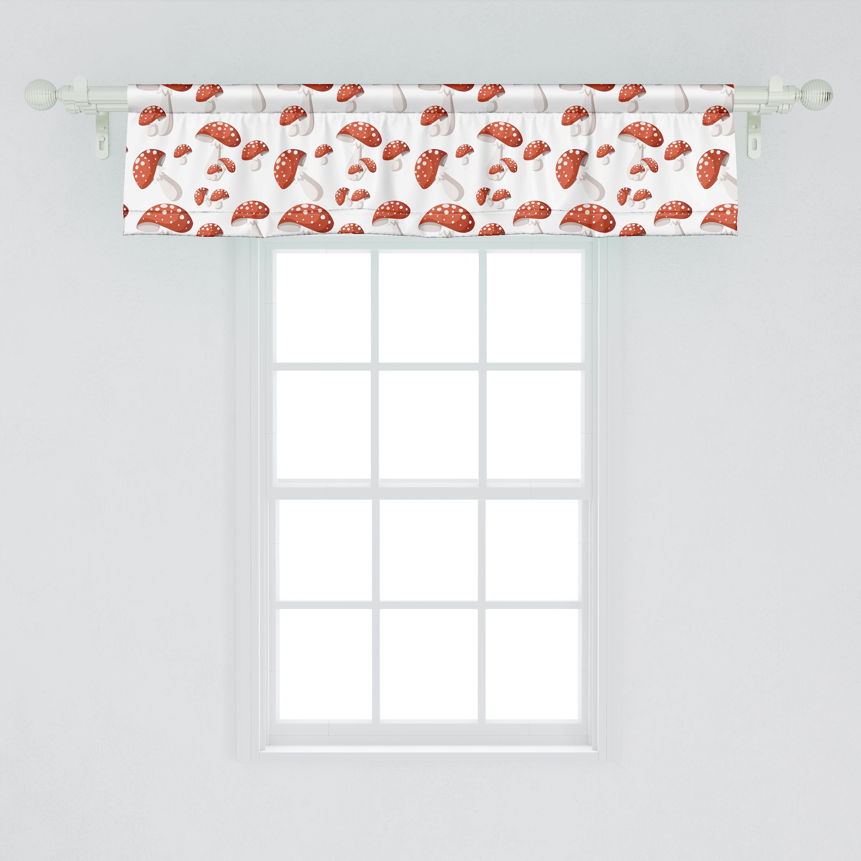 Scheibengardine Vorhang Volant für Stangentasche, Natur Abakuhaus, Dekor mit Küche Pilze Amanita Microfaser, Schlafzimmer Muscaria
