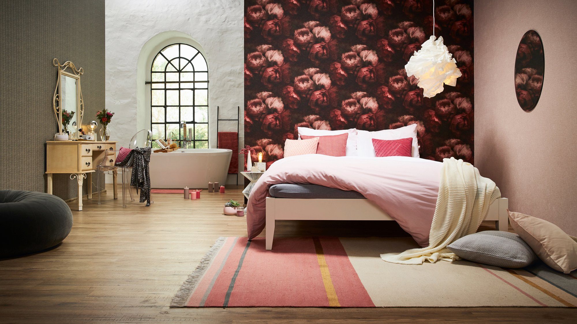 New floral, Vliestapete Création Walls Rosen, Dream Tapete rot walls Blumen living romantischen A.S. mit Romantic