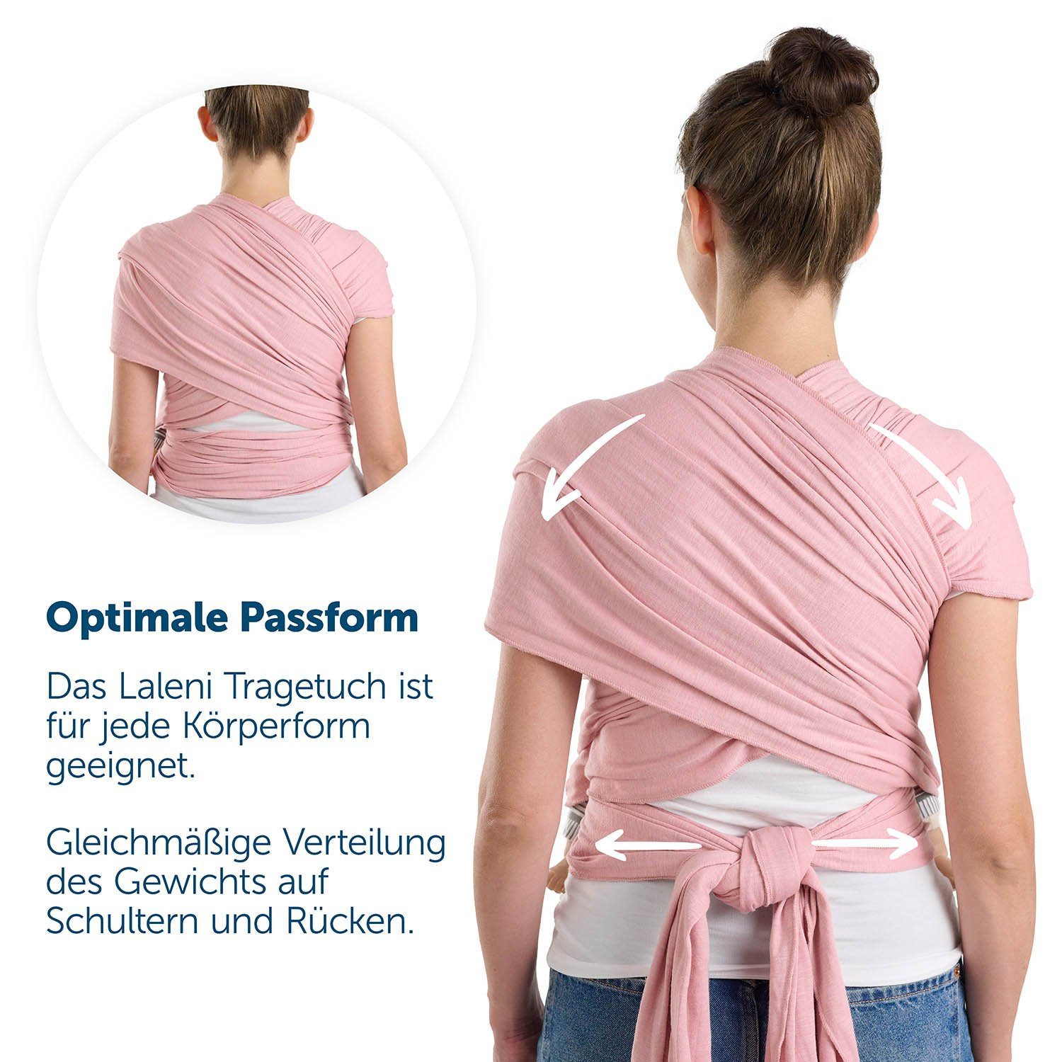 Laleni Tragetuch Neugeborene weiche bis 16kg Rose Bio-Baumwolle, - für elastisch Babytragetuch 100