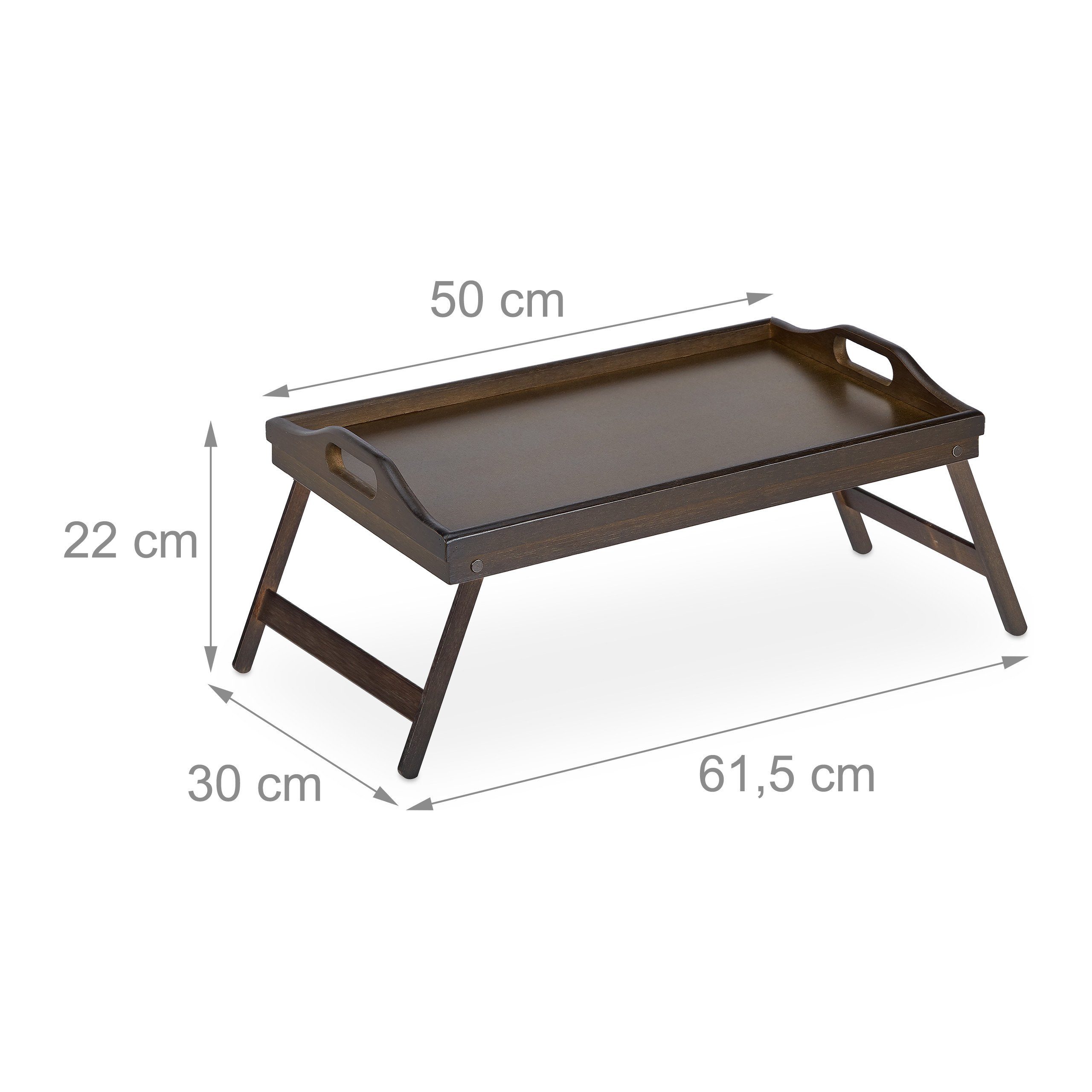 relaxdays Tabletttisch x Betttablett dunkelbraun 2 klappbares