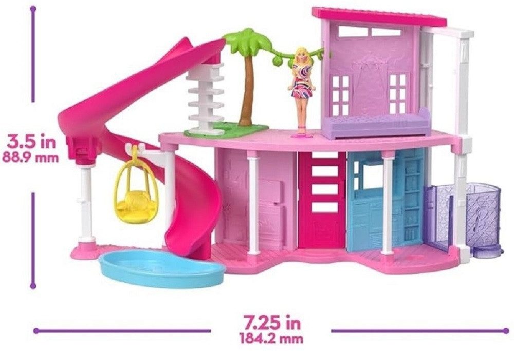 Mattel® Spielfigur Barbie Mini Villa mit 4 cm Puppe, Haustier, Aufzug, Pool & Zubehör, (Spar-Set, 1-tlg), Mini BarbieLand Villa mit Puppe Haustier Zubehör Artik – Bild 5 von 5