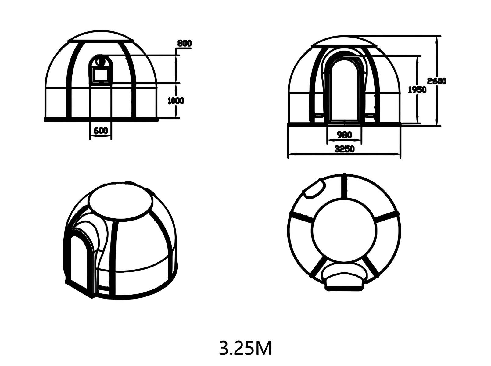 JVmoebel Pavillon Pavillon für 4-6 Personen Glaskuppel aus Polycarbonat, Made in Europa