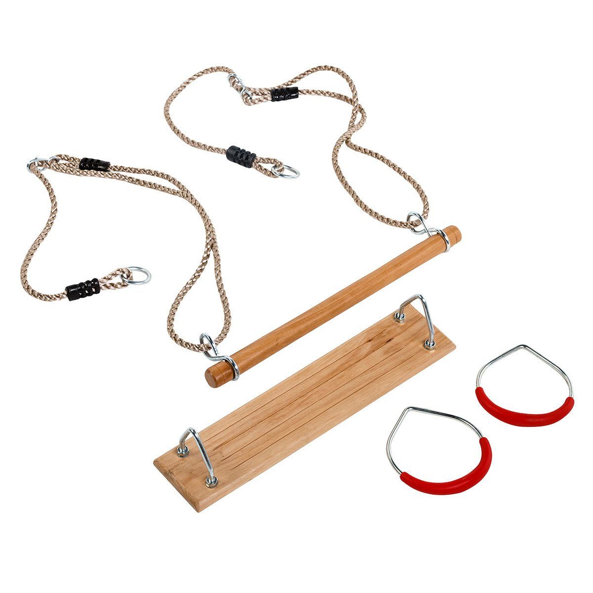 Gartenwelt Riegelsberger Turnring Multifunktions 3 in 1 Turngeräte-Set Turnringe Schaukel Trapez