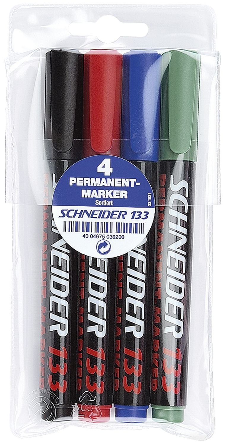 SCHNEIDER Permanentmarker 4ST sortiert Tintenpatrone