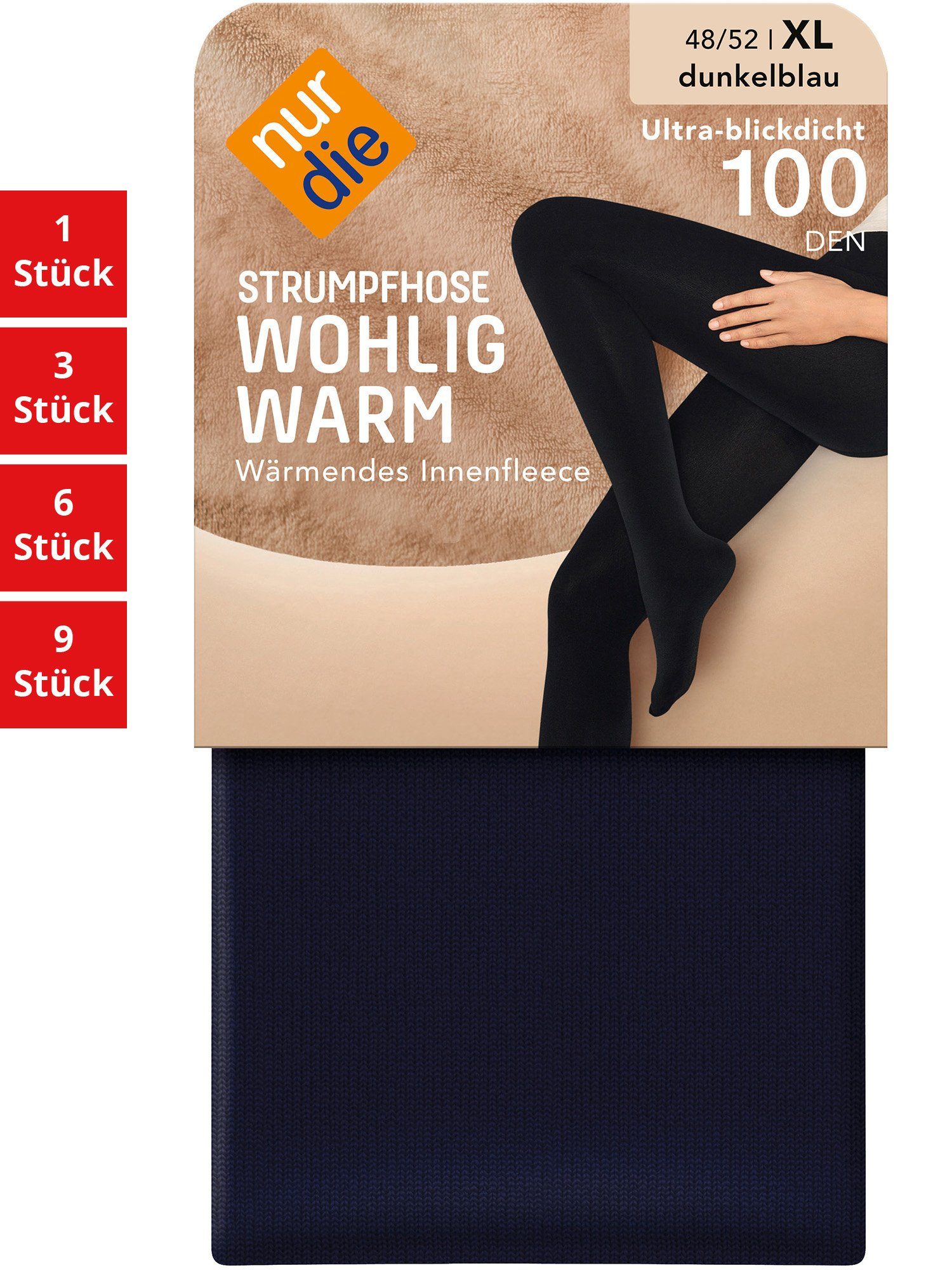 Nur Die Feinstrumpfhose Wohlig-Warm 100 DEN Damen (1er/3er/6er/9er Pack 1 St) nylon blickdicht opaque Fein-strumpfhose frauen multi-pack seidenmatt schwarz