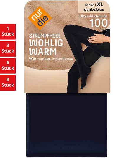 Nur Die Feinstrumpfhose Wohlig-Warm 100 DEN Damen (1er/3er/6er/9er Pack 1 St) nylon blickdicht opaque Fein-strumpfhose frauen multi-pack seidenmatt