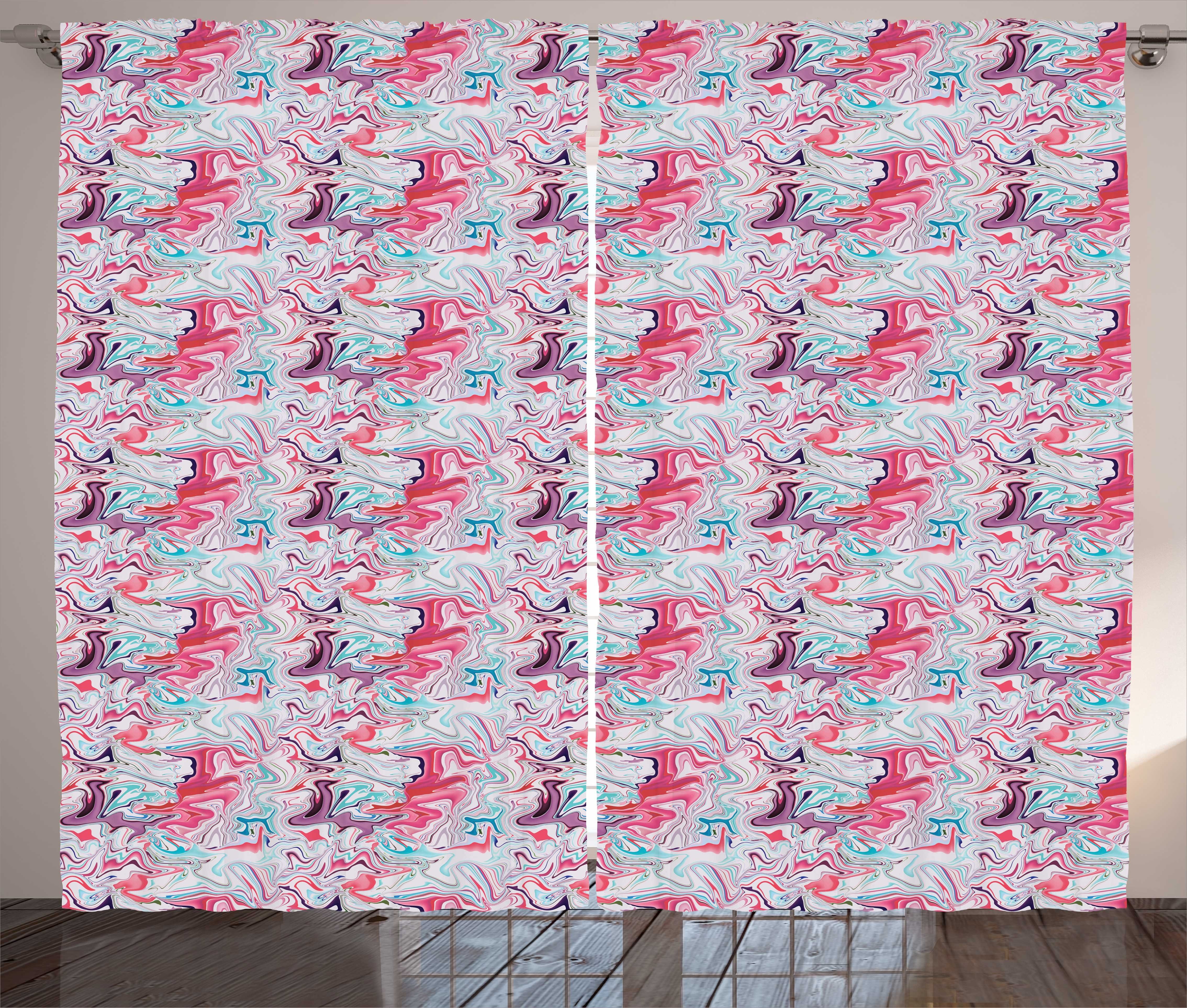 Gardine Schlafzimmer Kräuselband Vorhang mit Schlaufen und Haken, Abakuhaus, 1990er Jahre Zusammenfassung Marmor-Effekt Pastell | Fertiggardinen