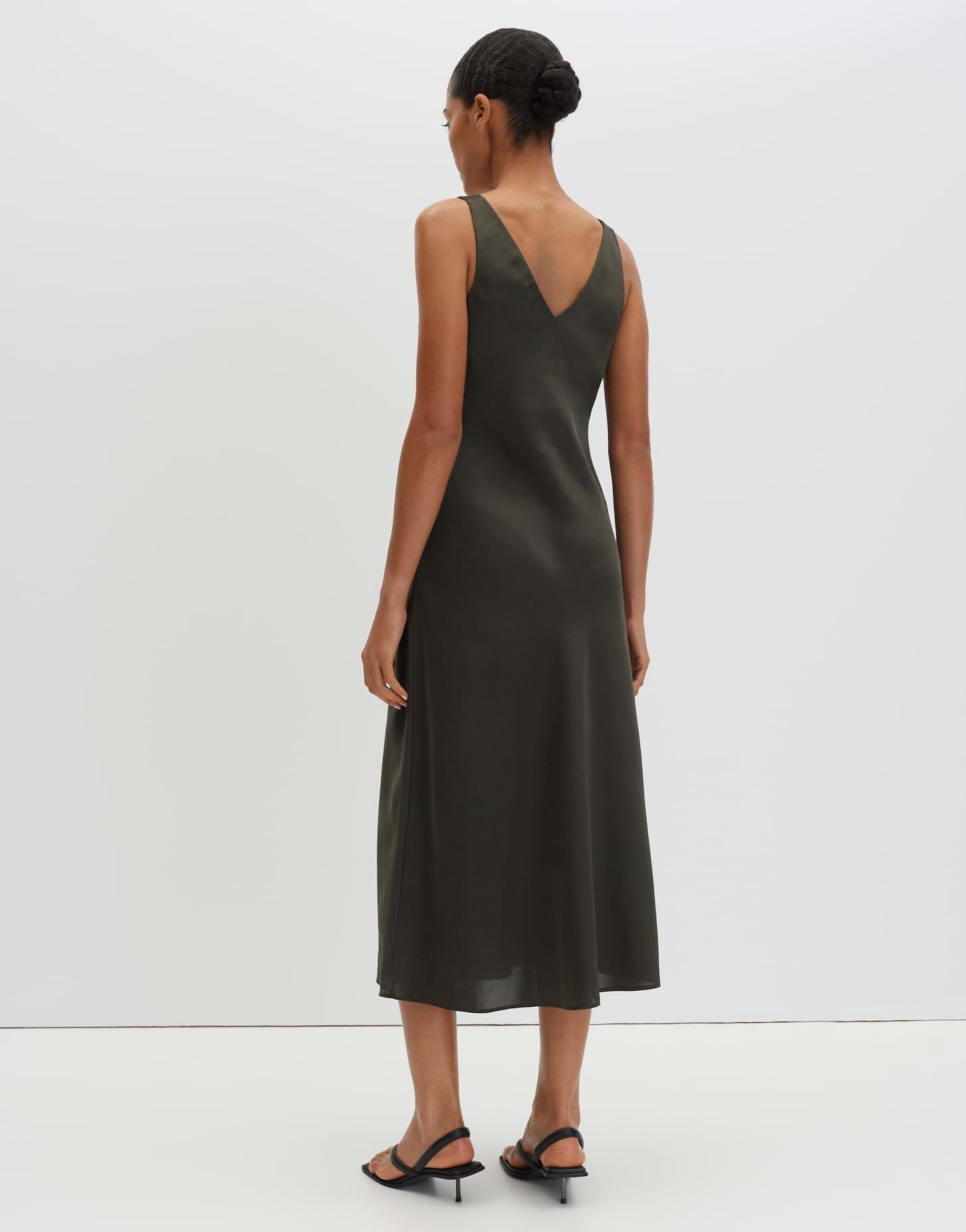 someday Midikleid Qova pure aus Satin mit schimmernder Oberfläche Fließende A-Linie für elegante Looks