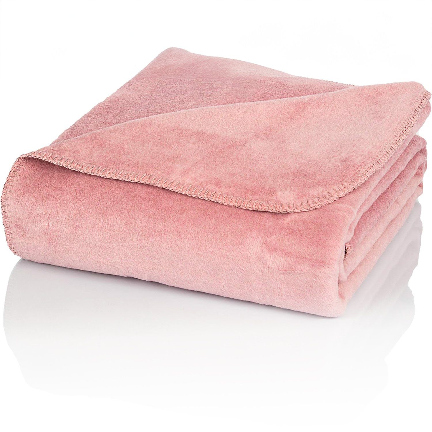 Wolldecke U1R Kuscheldecke Baumwolle Altrosa 130x170cm Sofadecke warm weich günstig online kaufen