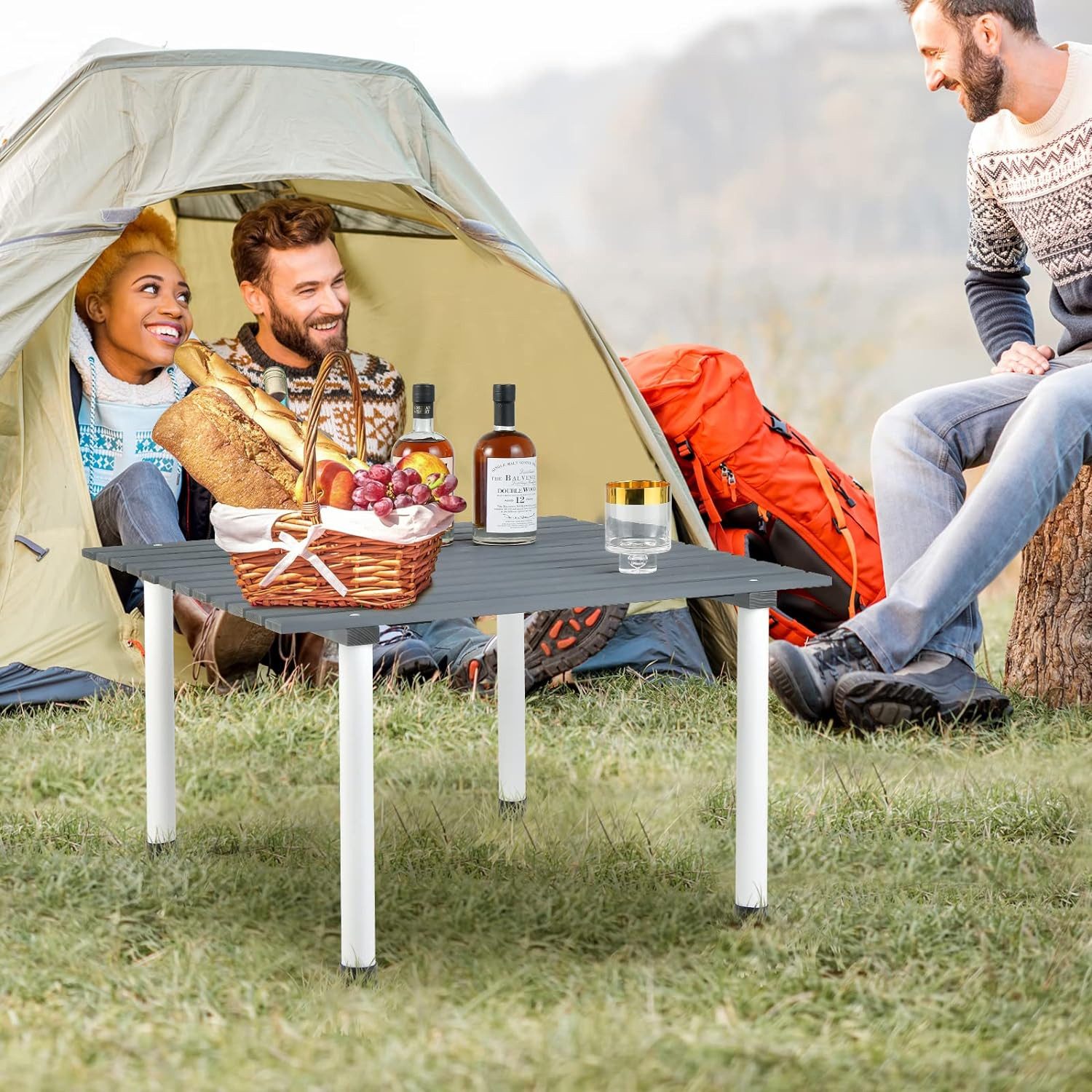 KOMFOTTEU Campingtisch, Picknicktisch aufrollbar aus Tannenholz günstig online kaufen