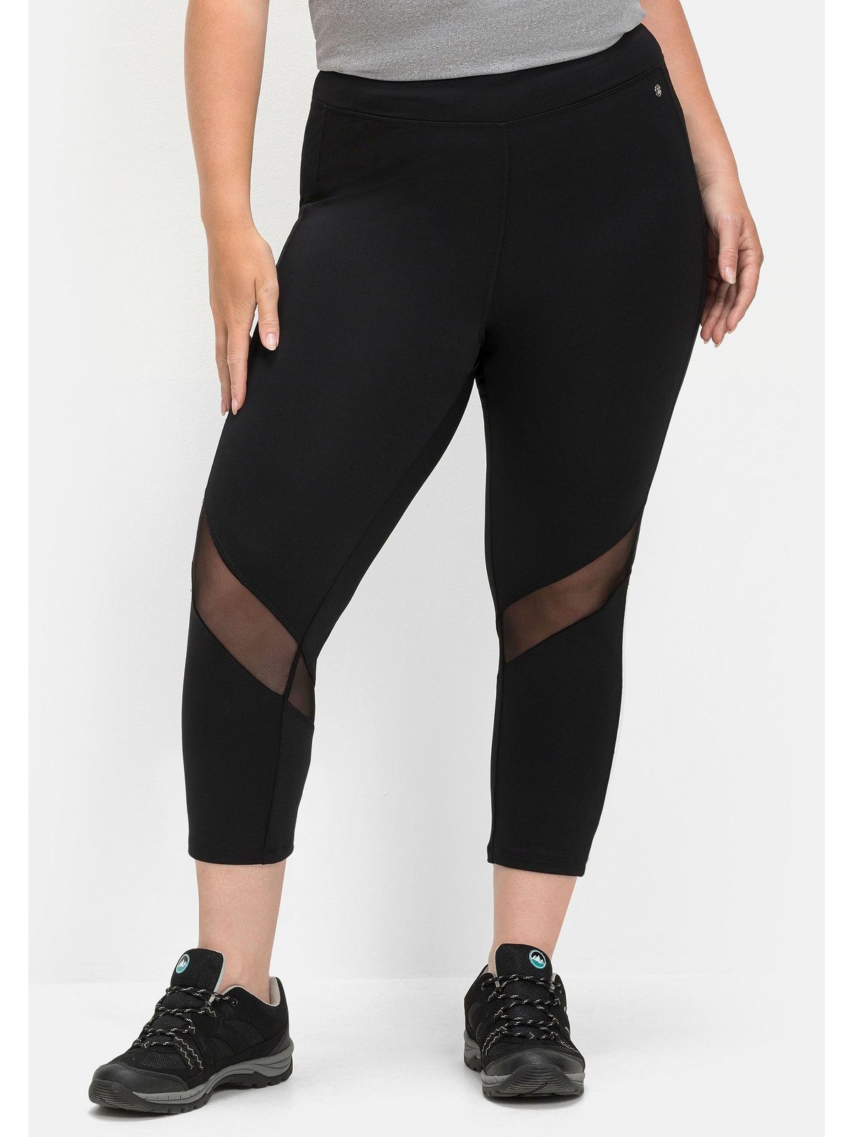 Sheego Leggings Große Größen aus mit Mesh-Einsatz Funktionsmaterial