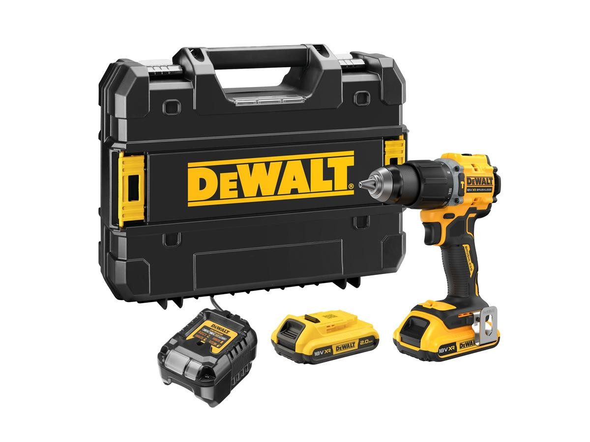 DeWalt Akku-Schlagbohrschrauber 18 V, 2 Ah, 18 V, max. 1650 U/min, mit 74 Nm und 2x 2 Ah Akku-Set im Koffer