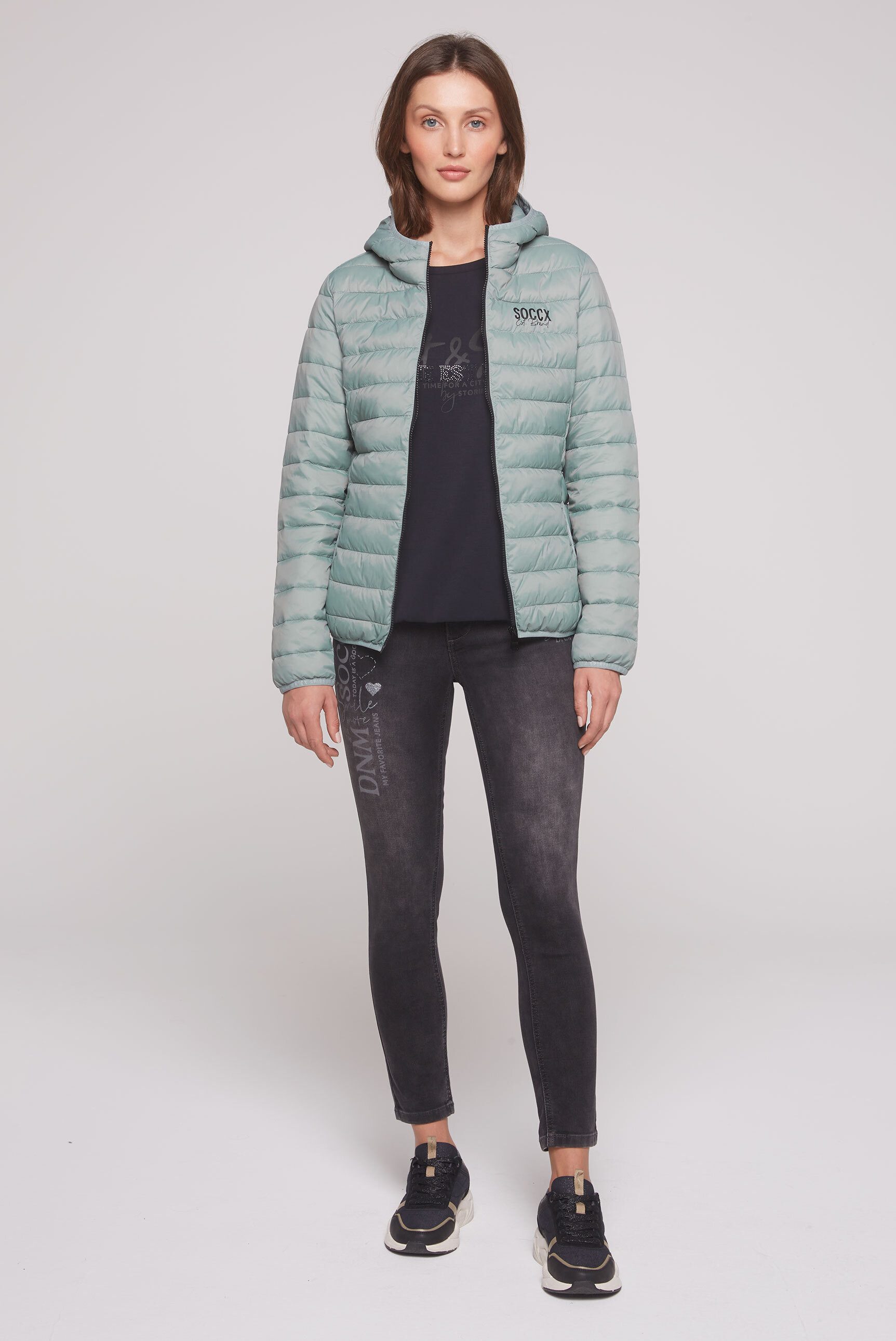 SOCCX Outdoorjacke mit elastischem Saumabschluss