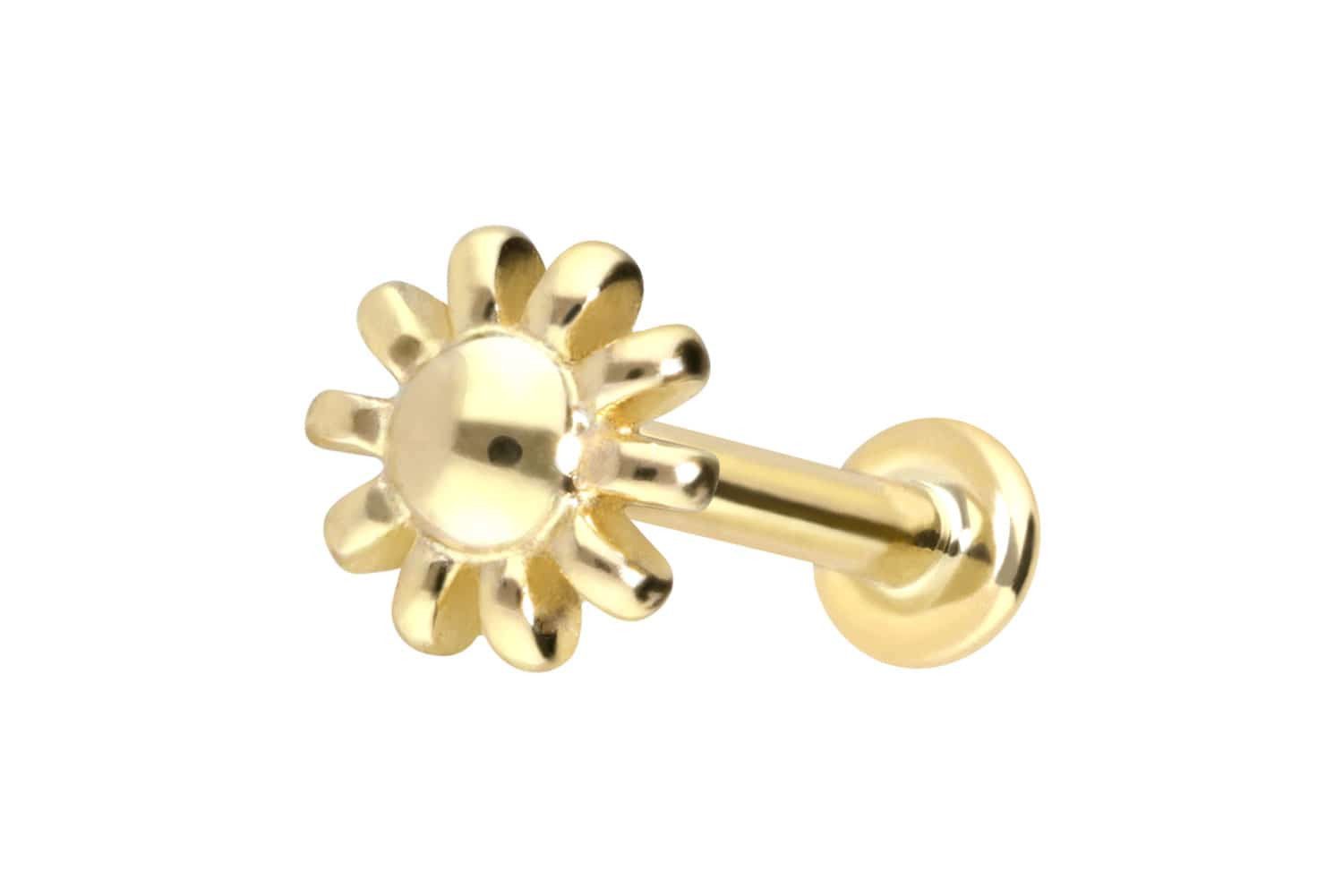 PIERCINGLINE Piercing-Set 14 Karat Gold Labret mit Push Fit BLUME (Labrets, 1-tlg)