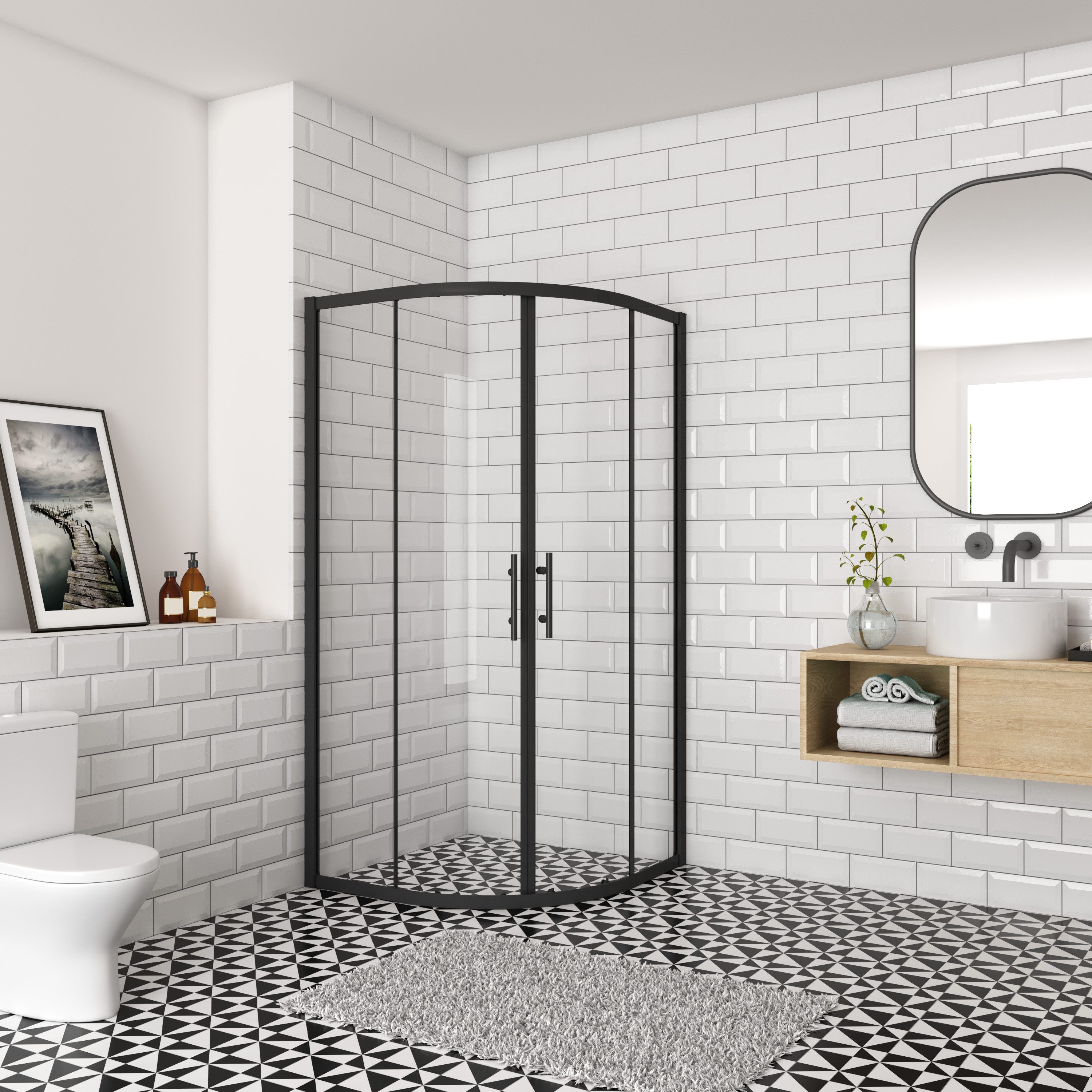 duschspa Runddusche Viertelkreis Duschkabine Schiebetür Glastür Duschtür, BxT: 90x90 cm, Sicherheitsglas, ebenerdiger Einbau möglich